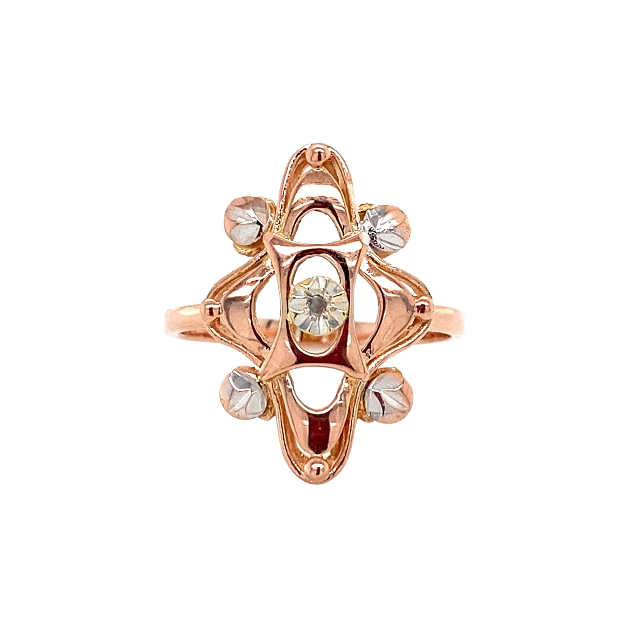 Roségouden vintage ring met diamant 14 krt