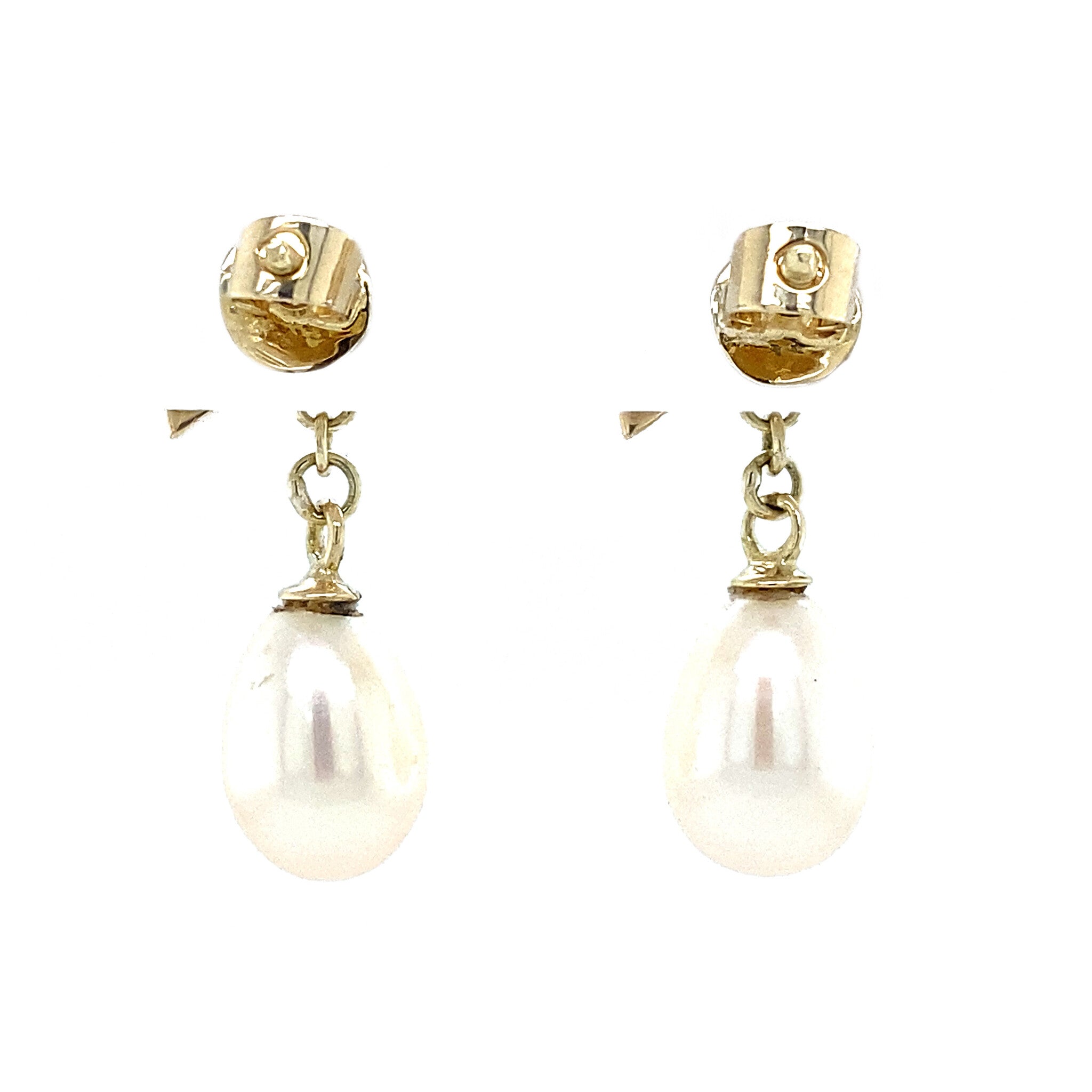 14 kt gold bow stud earrings with pearl