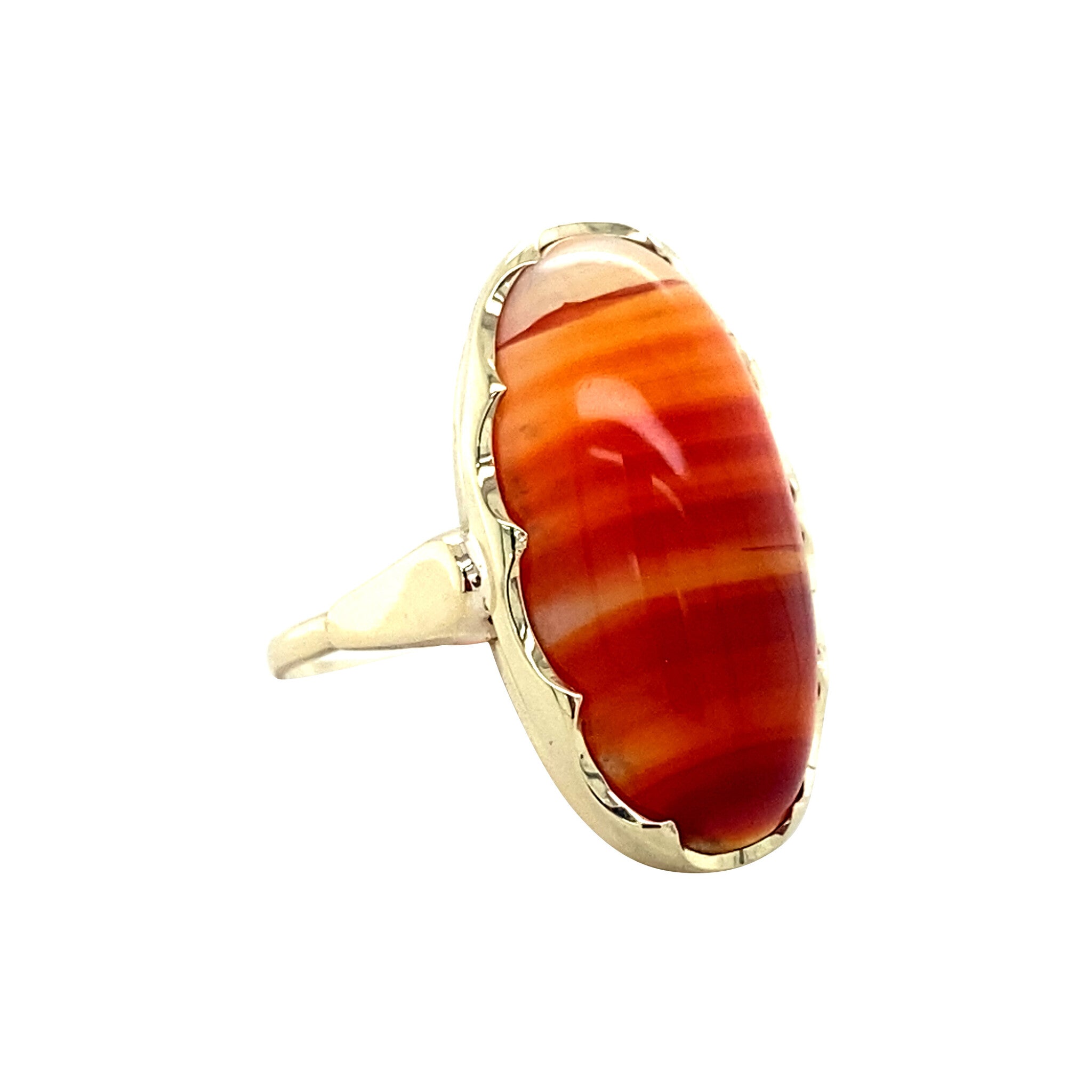 Vintage gold ring with striped agate, 14 kt