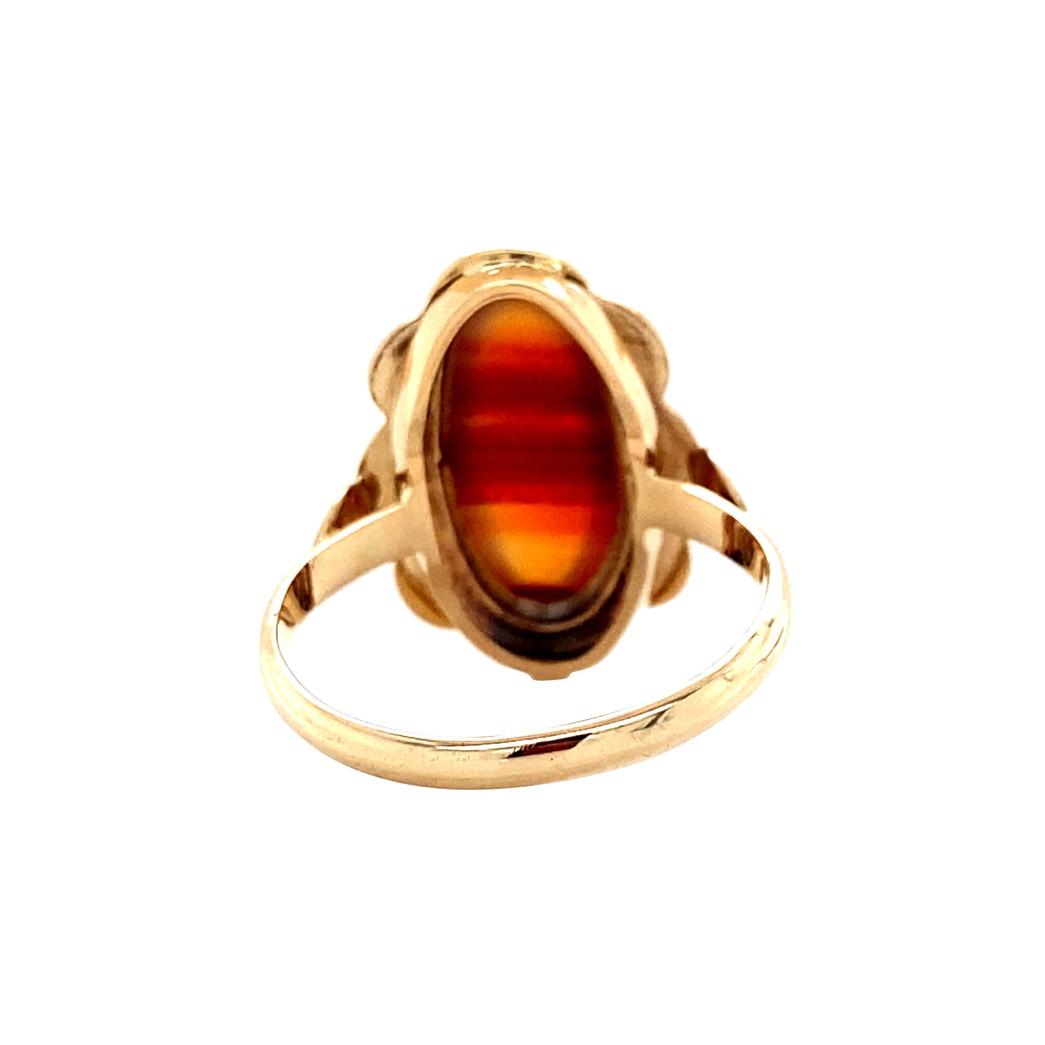 Gouden vintage ring met streepagaat 14 krt