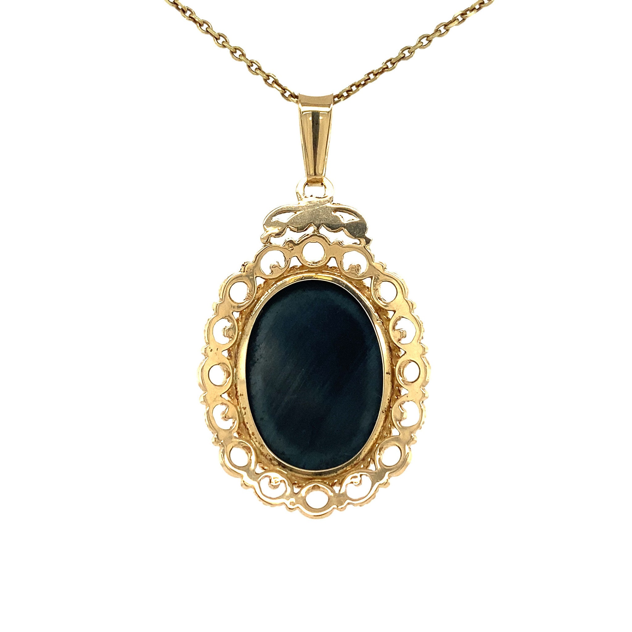 Gold pendant with hematite 14 kt