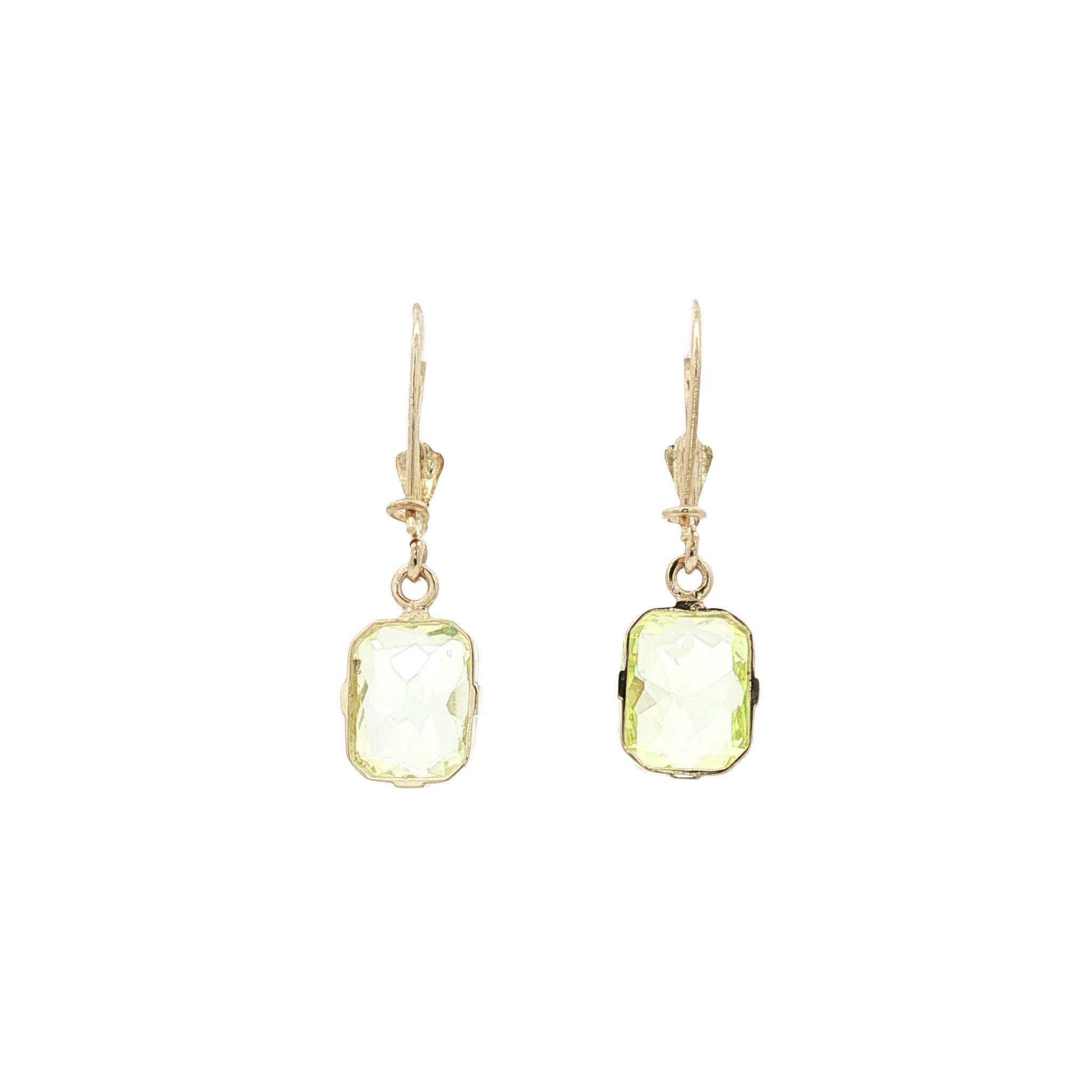 Gouden vintage oorhangers met spinel 14 kt