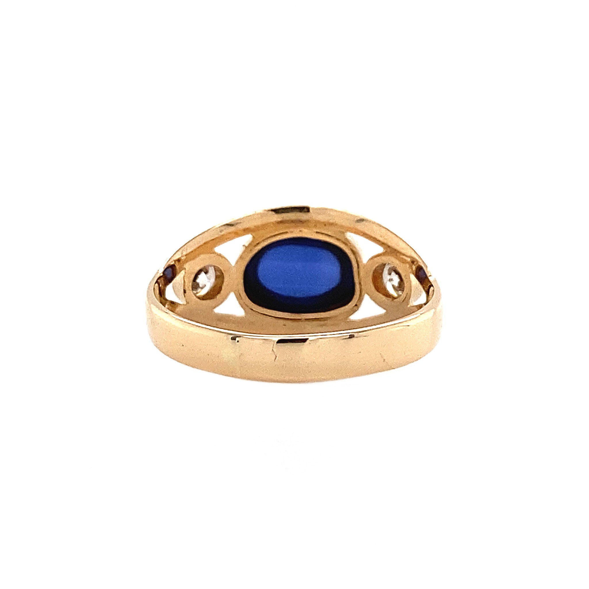 14 kt gold ring with sapphire and zirconia