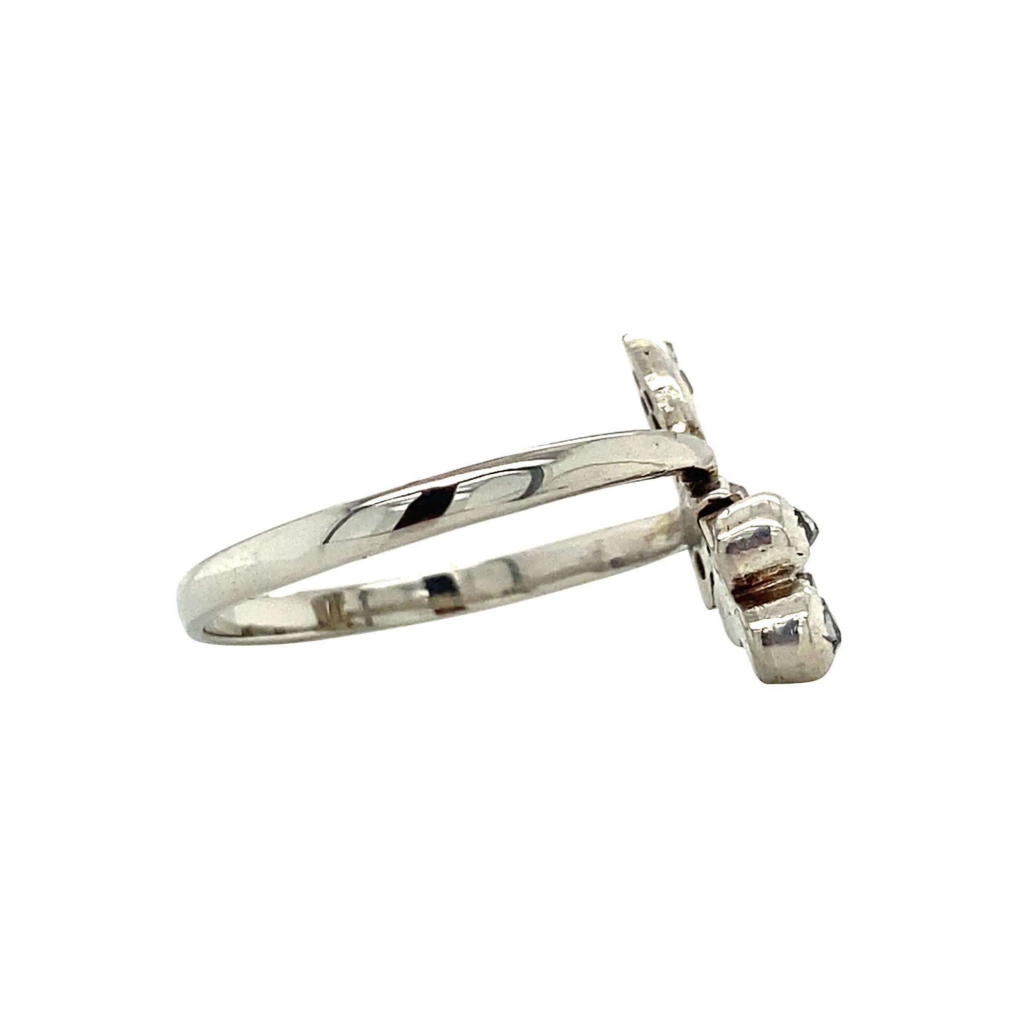 Witgouden ring met roosdiamant 14 krt/925