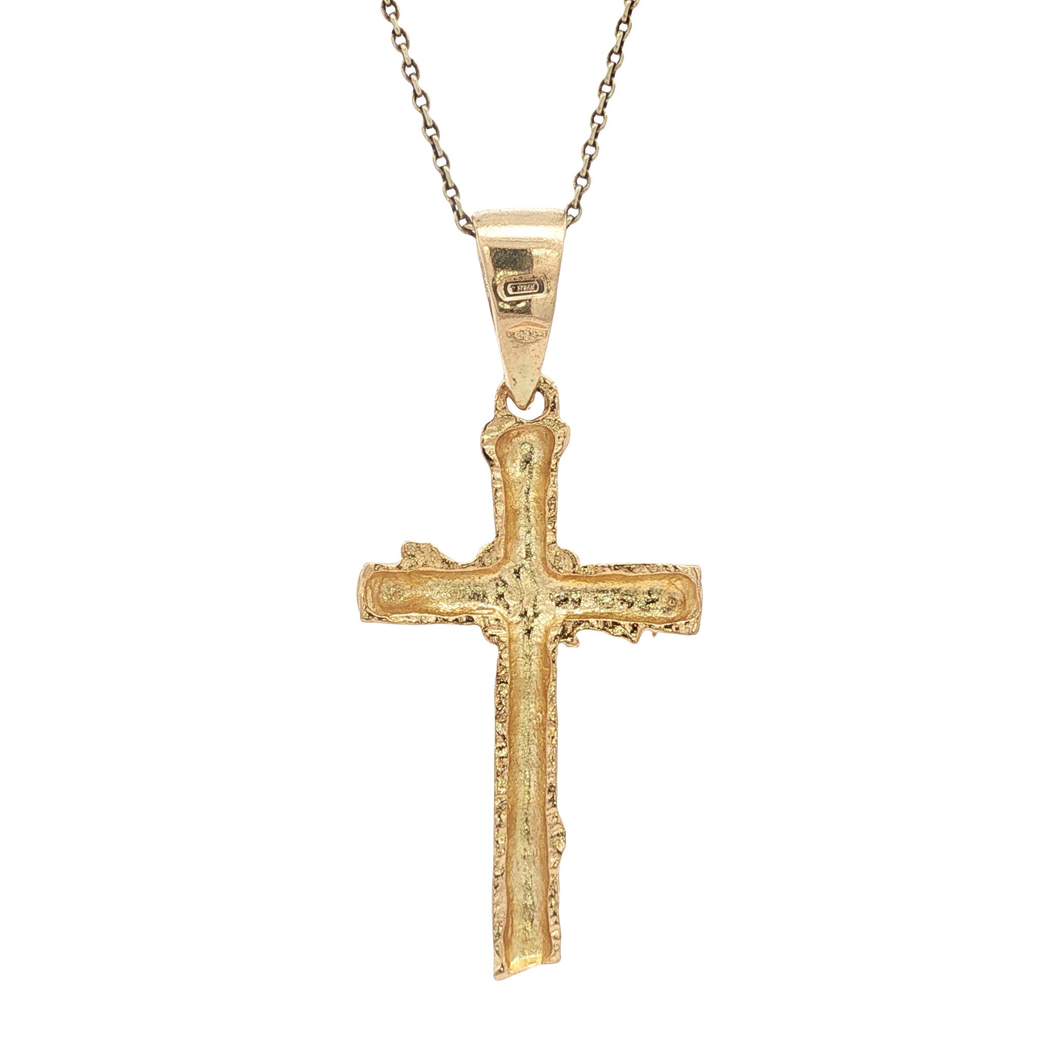 Gouden vintage kruis hanger met Jezus Christus 18 kt