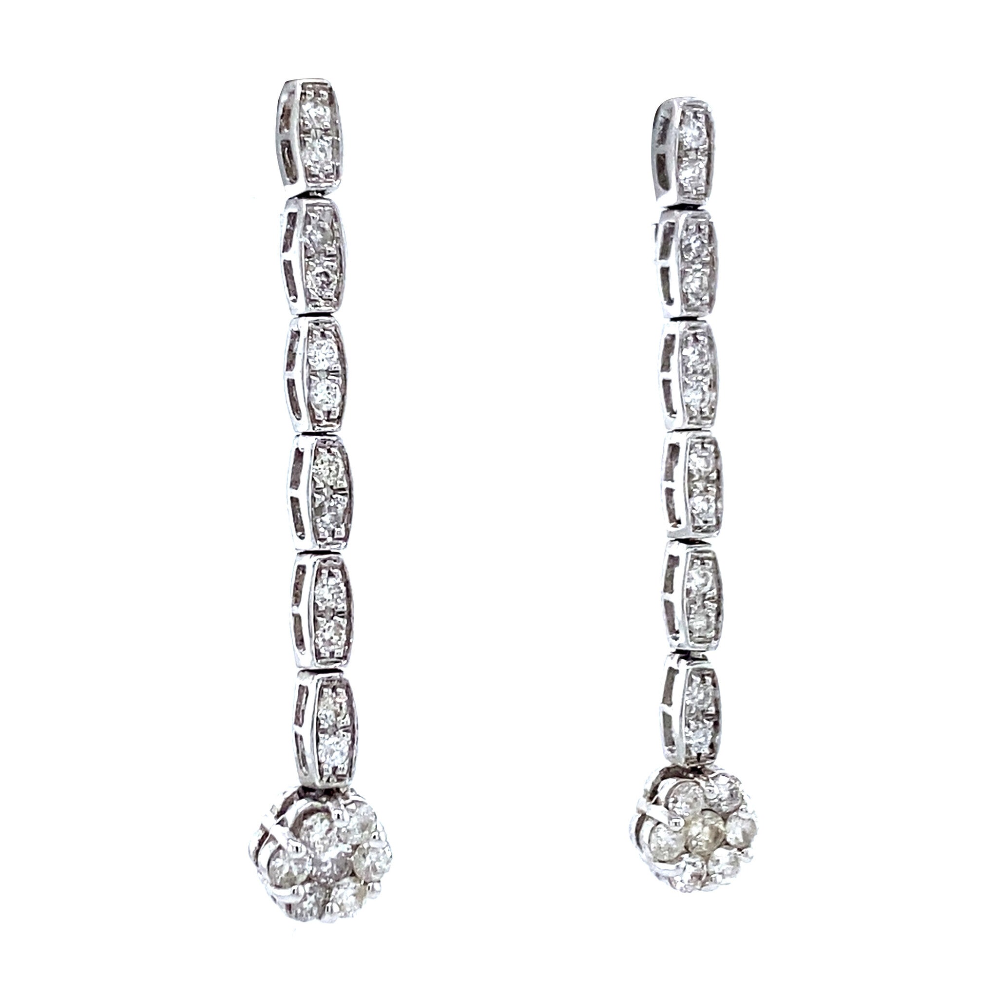 White gold vintage drop earrings with diamond 18 kt