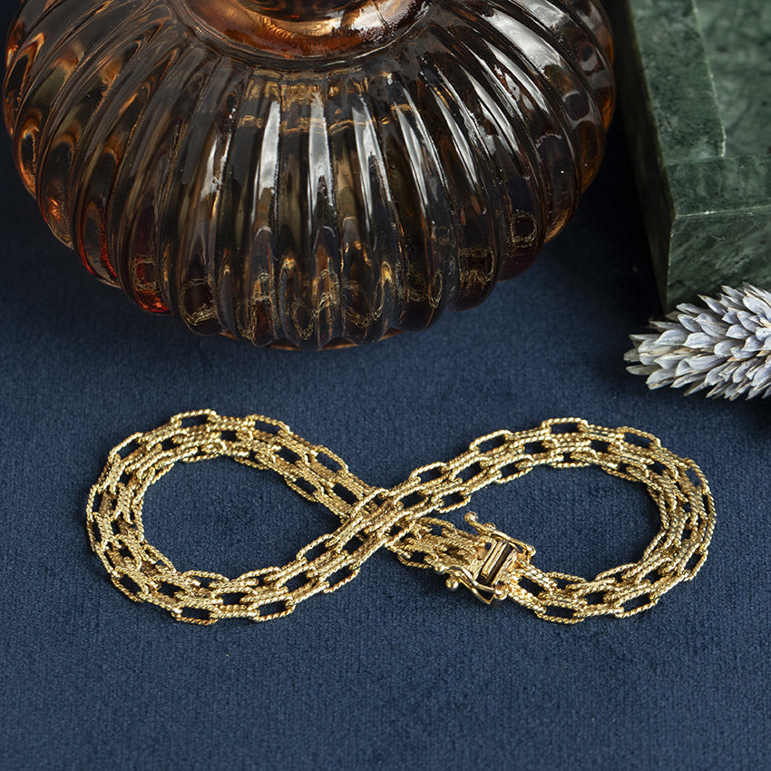 Gouden vintage fantasie armband 14 krt