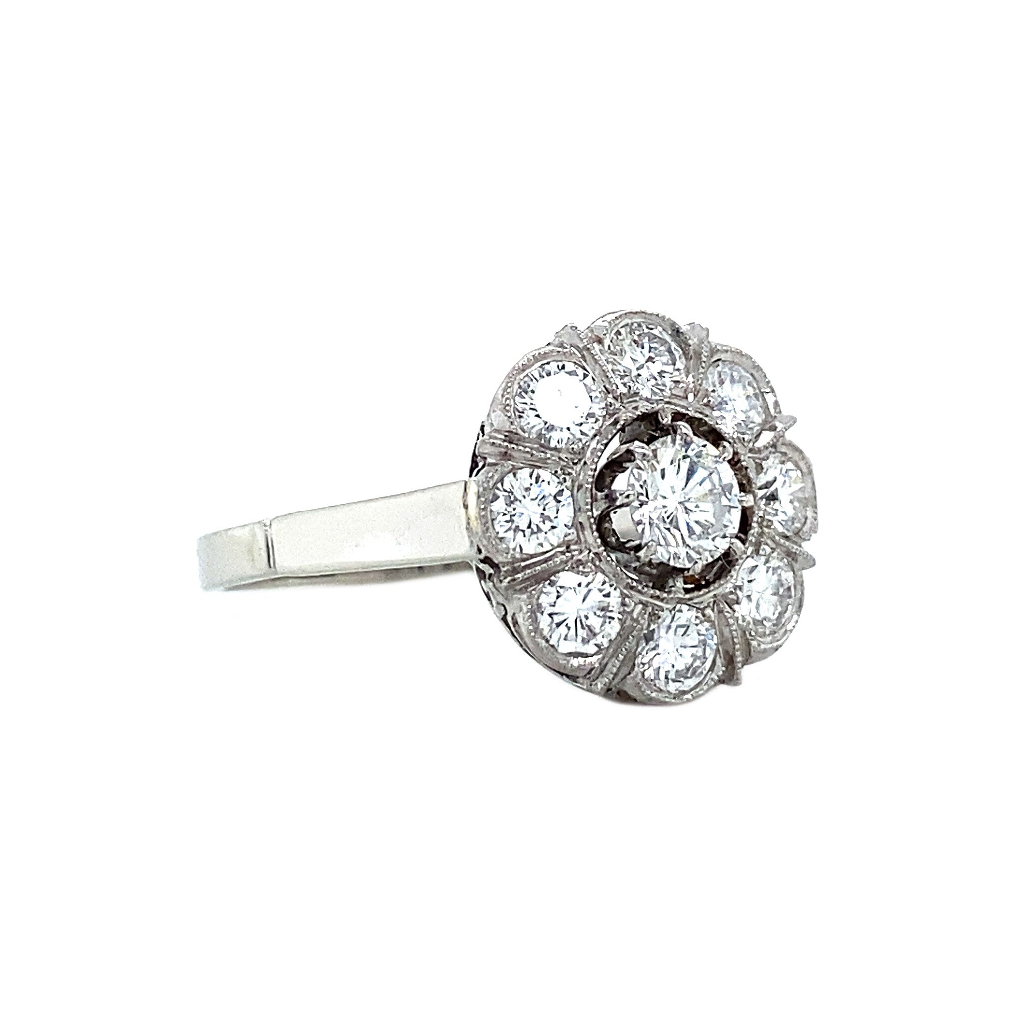Witgouden entourage ring met diamant