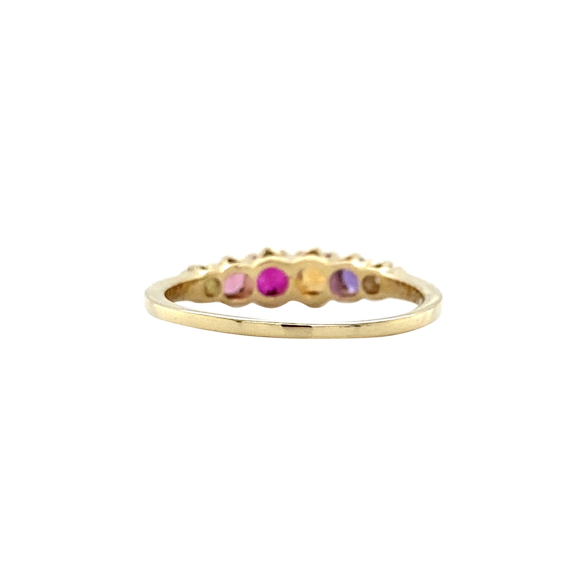 Vintage 14 kt gold ring with ruby, sapphire, spinel, colored stone and diamond