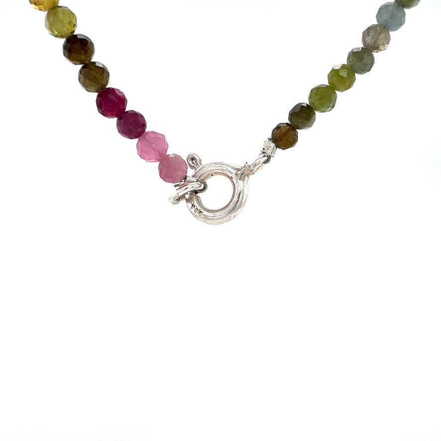 Vintage toermalijn collier met zilveren sluiting 925