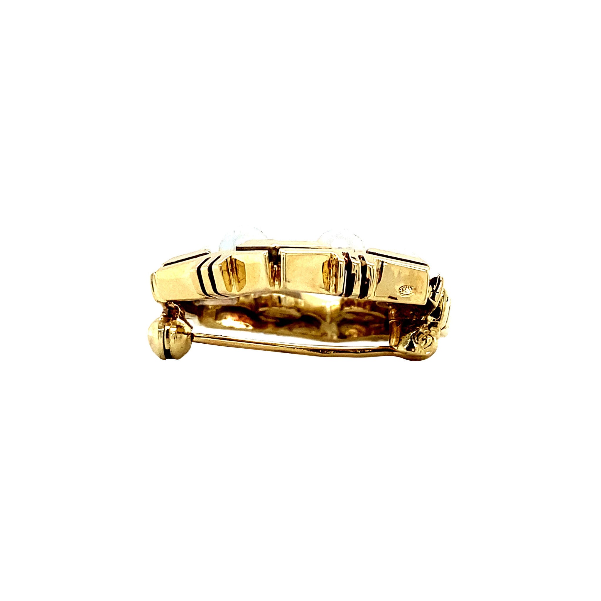 14 kt gold brooch with a pearl