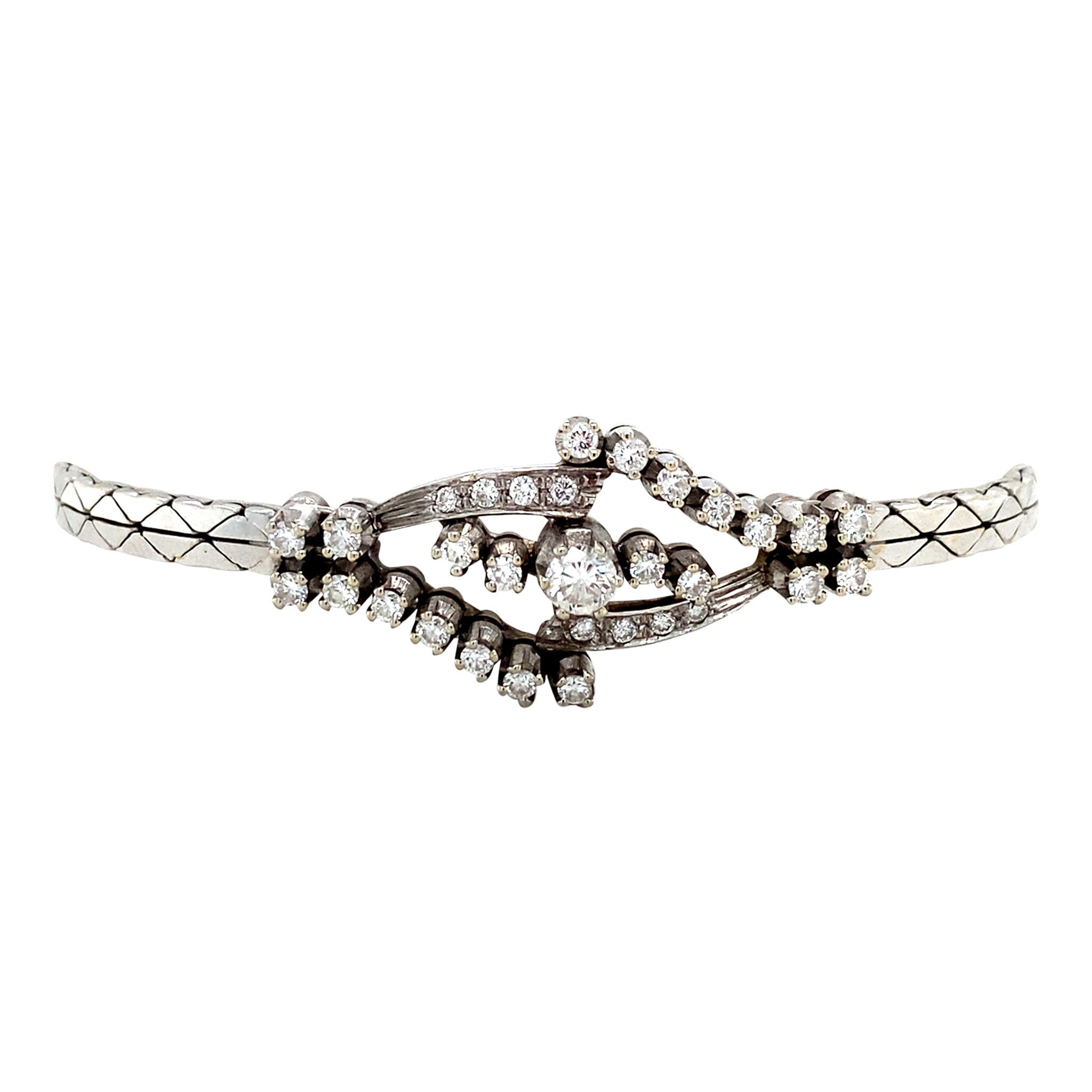 Witgouden vintage armband met diamant 18 krt