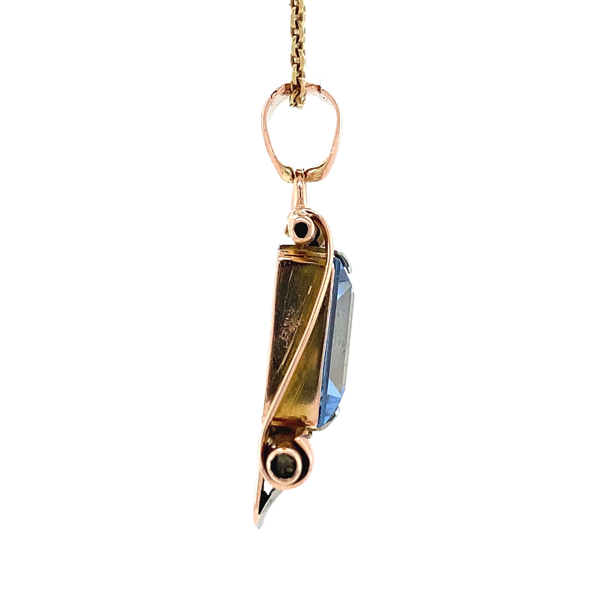 Tricolour gouden hanger met blauwe spinel 14 krt