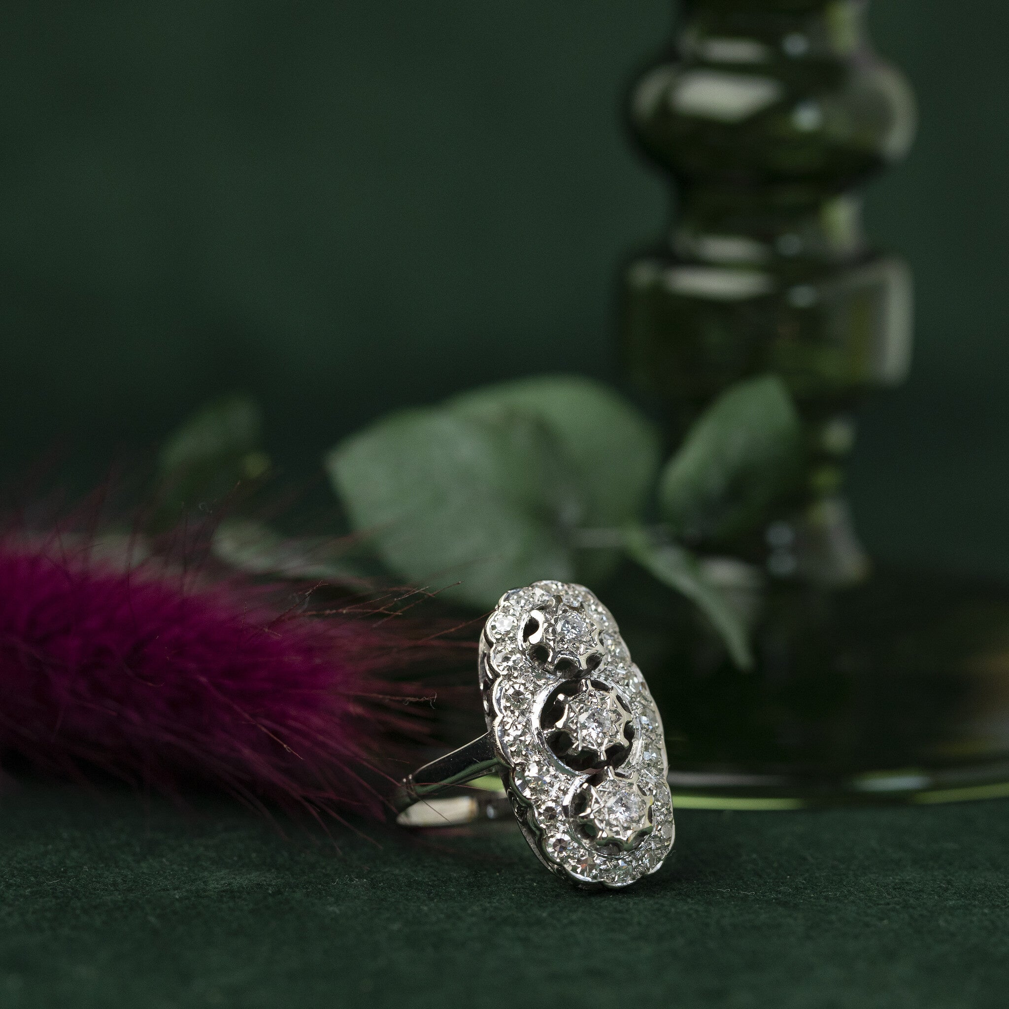 Witgouden prinsessenring met diamant 14 krt