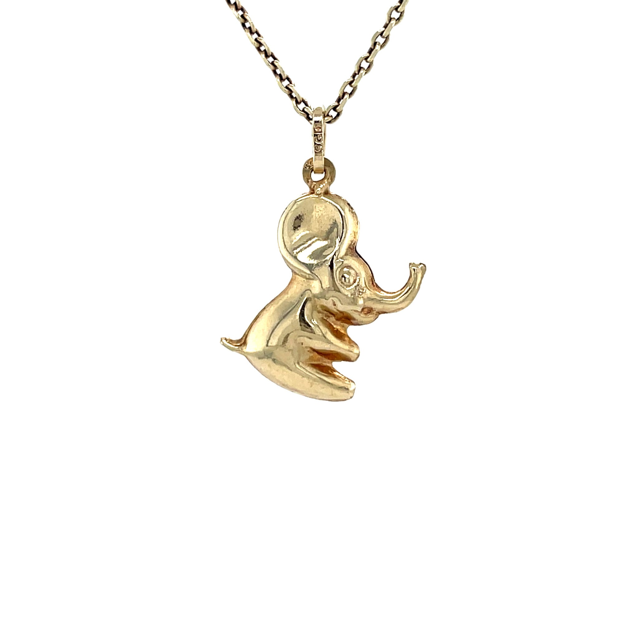 Gouden vintage olifant hanger 14 krt