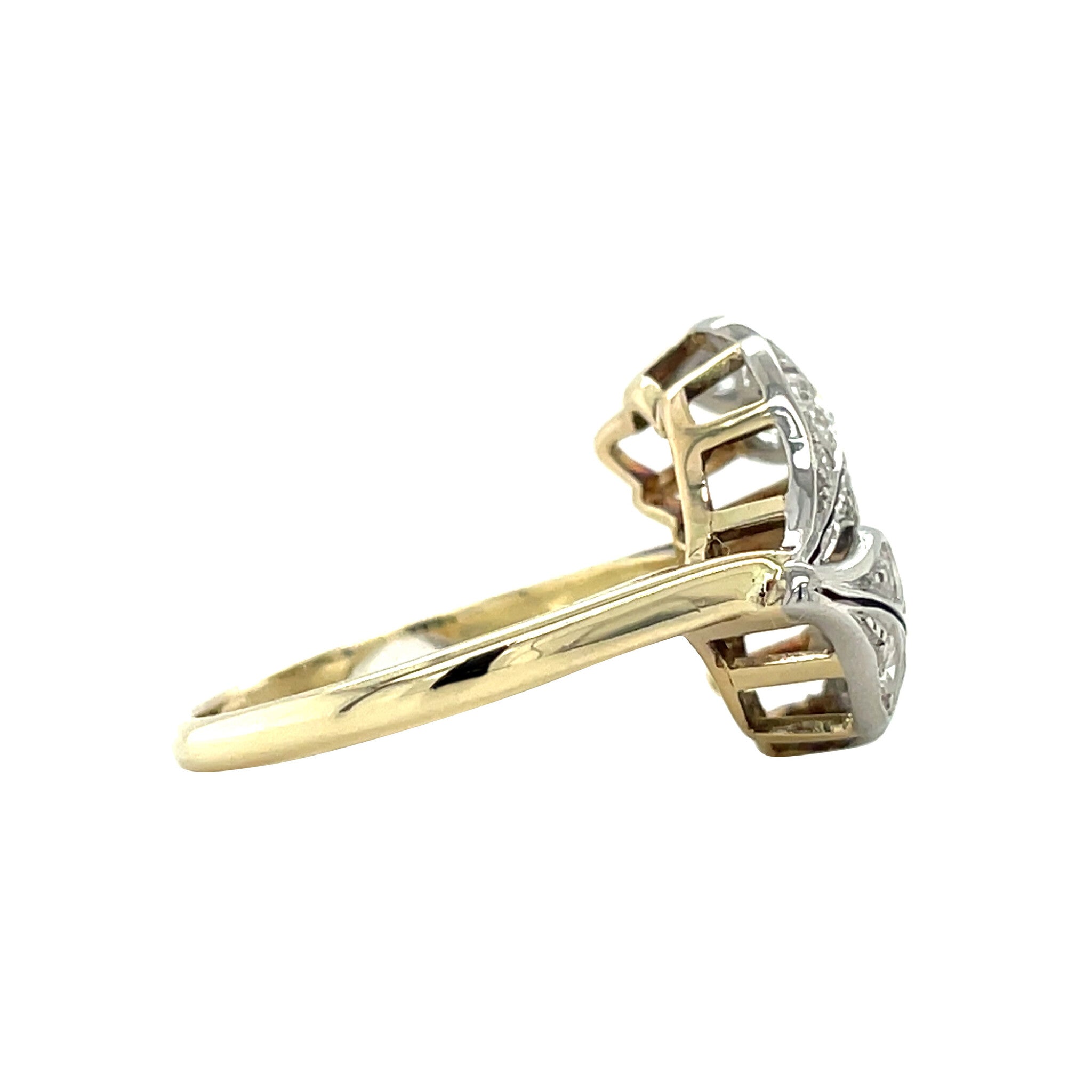 Gouden vintage ring met diamant 14 kt