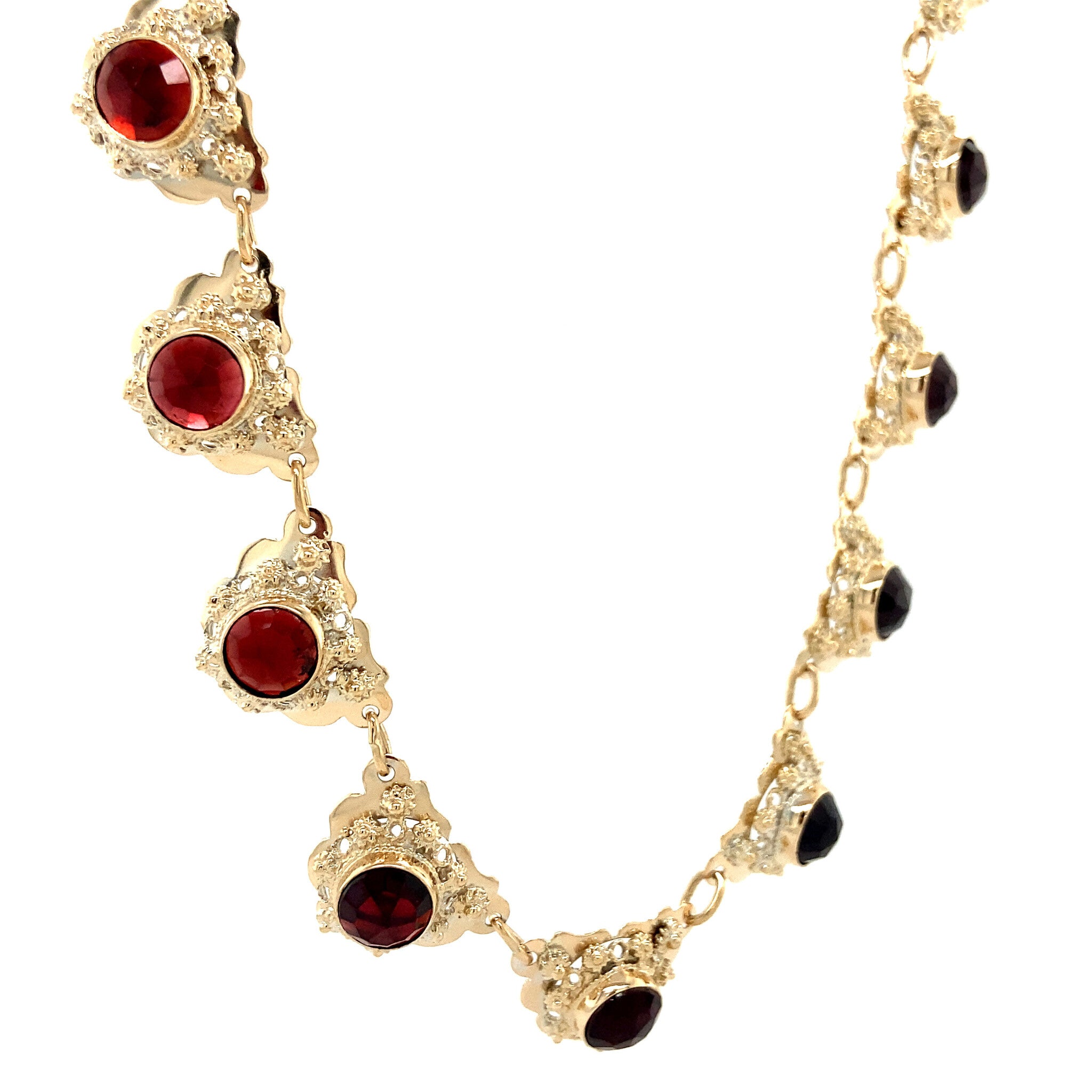 Gouden collier met granaat 14 krt