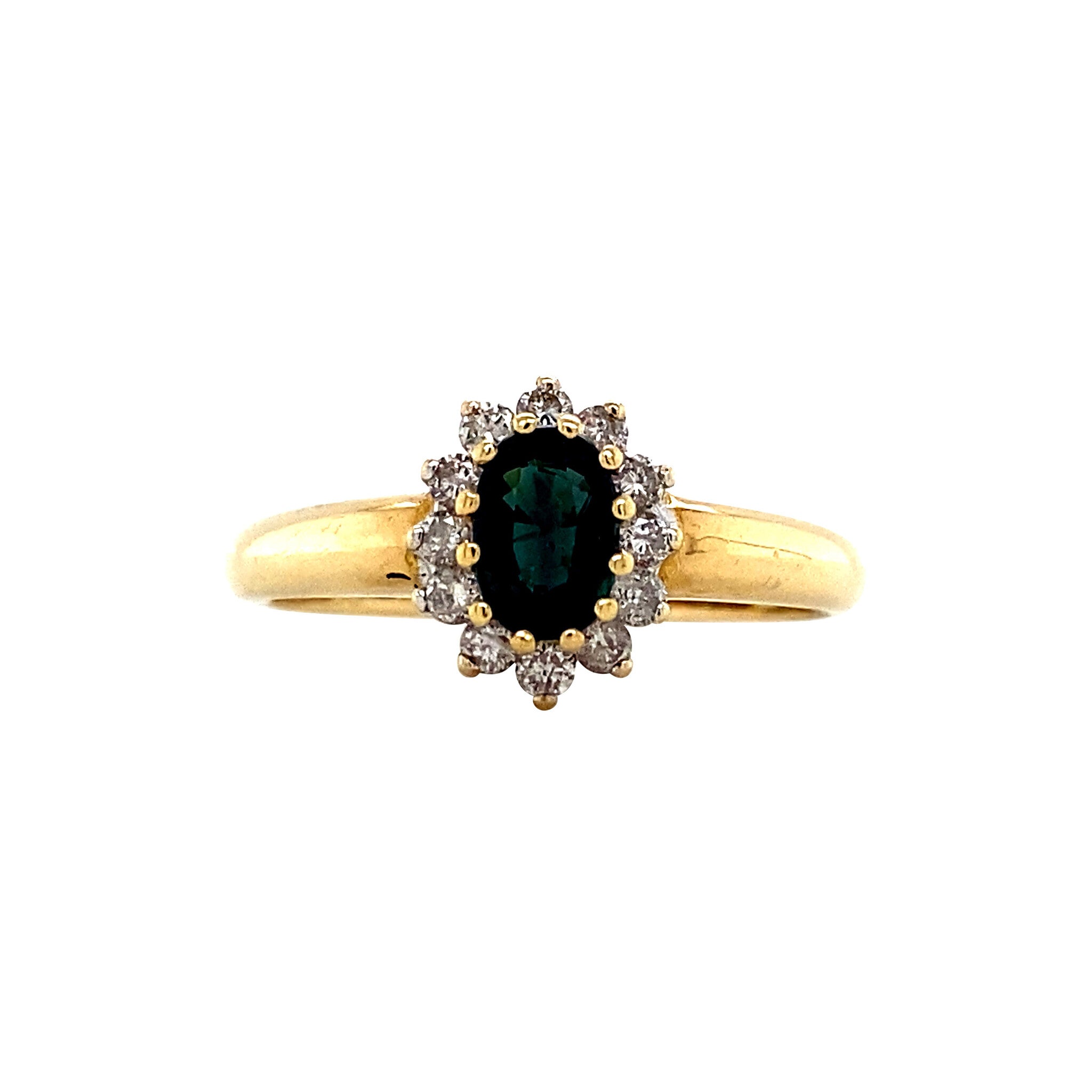 18 kt gold ring with sapphire and diamond