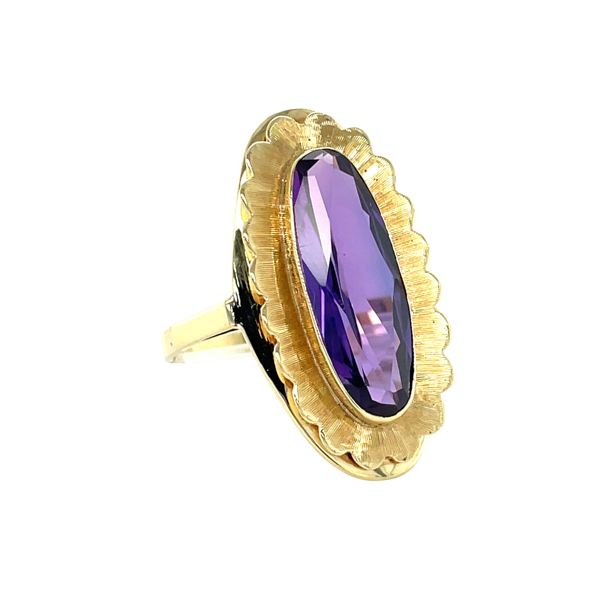 Gouden vintage ring met saffier 14 kt
