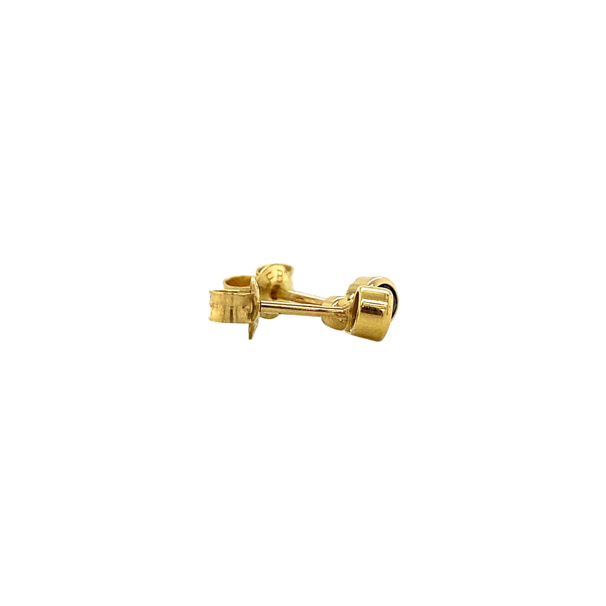 14 kt gold stud earrings with diamond and sapphire