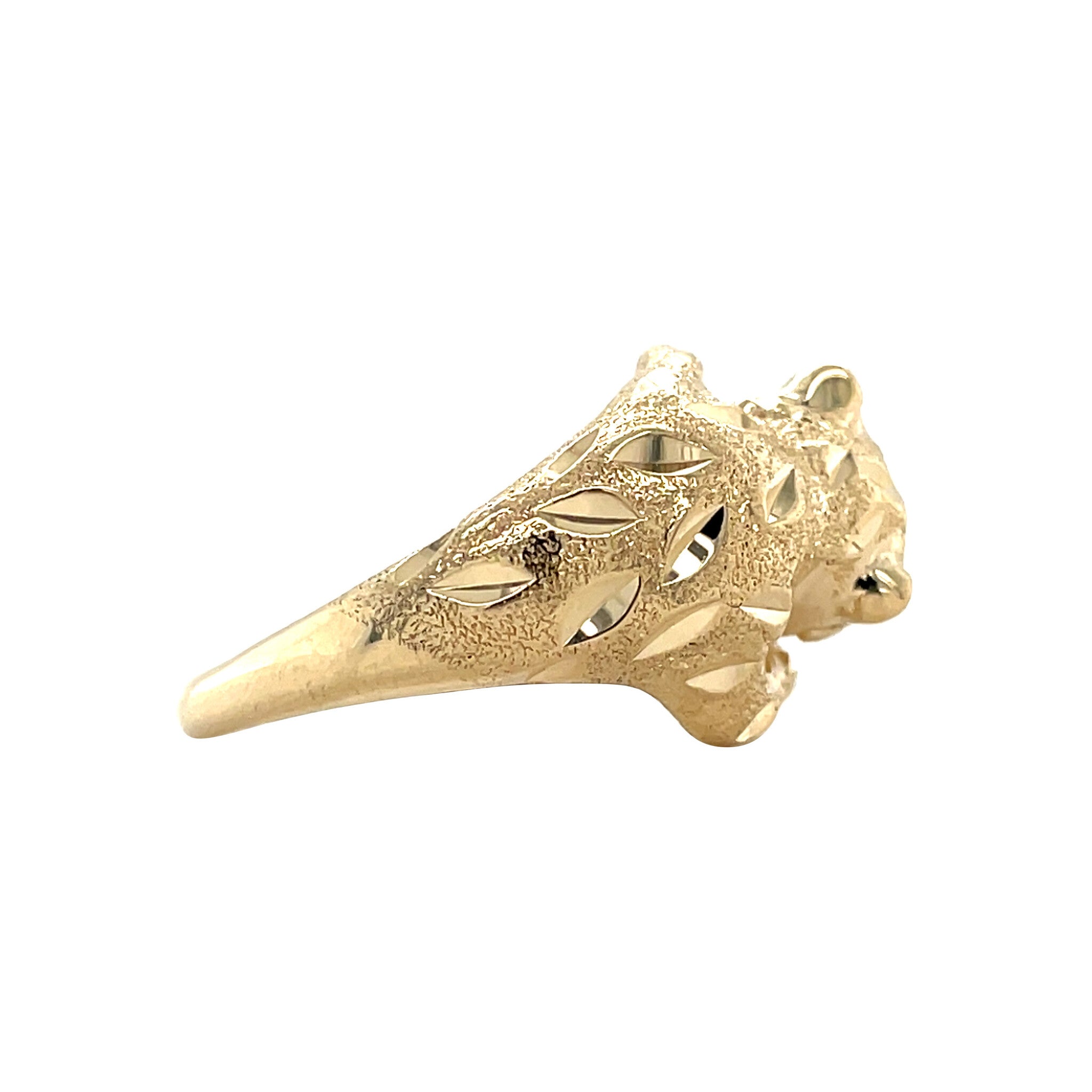 Gouden vintage panter ring met smaragd14 krt