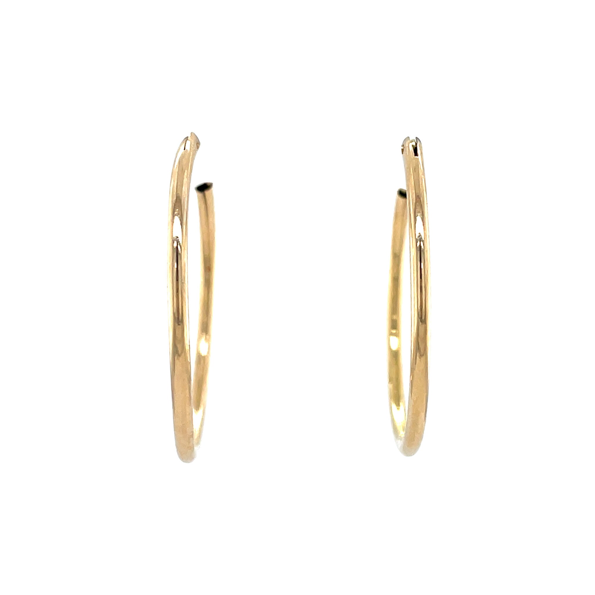Vintage smooth gold hoop earrings 14 kt