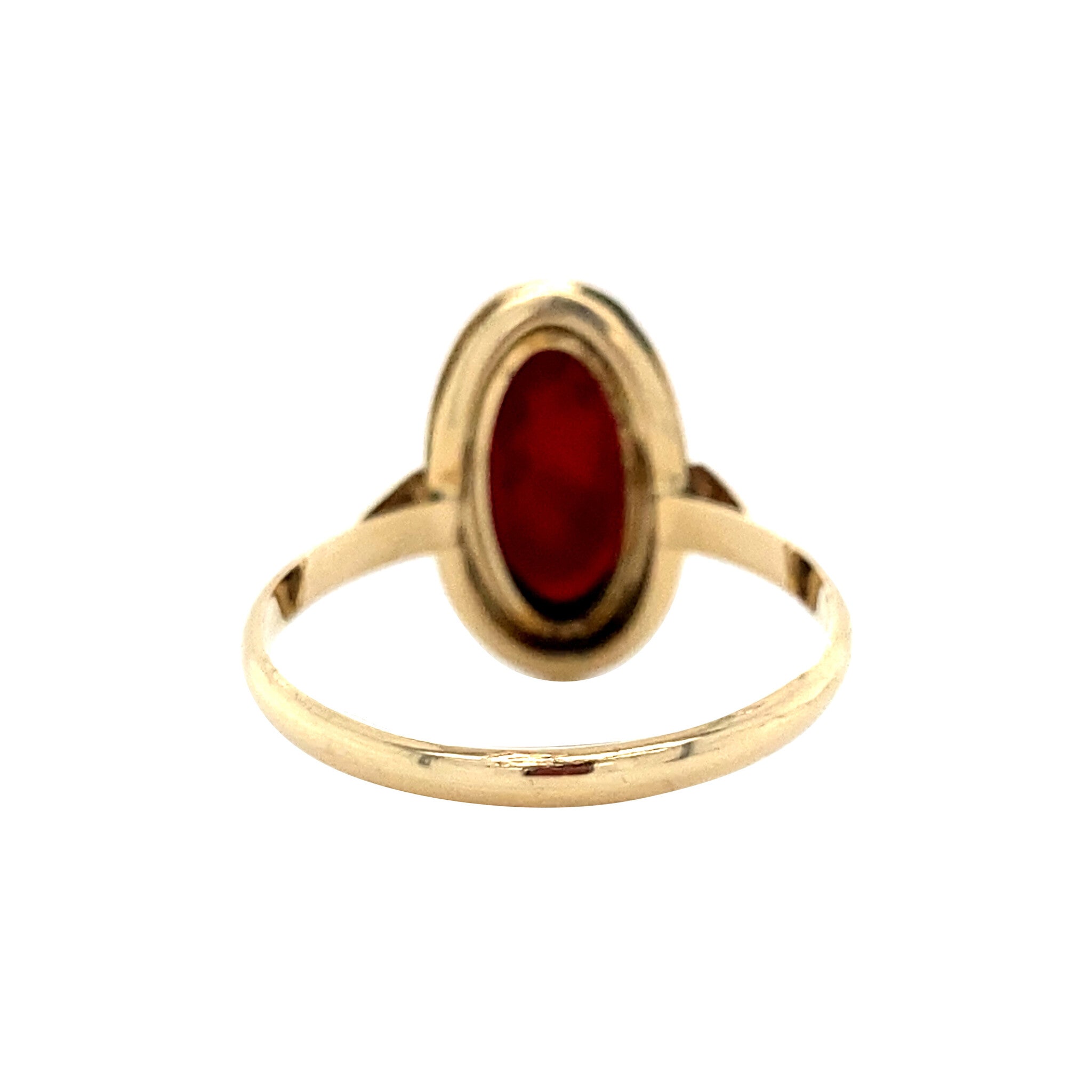 Gouden vintage ring met bloedkoraal 14 krt