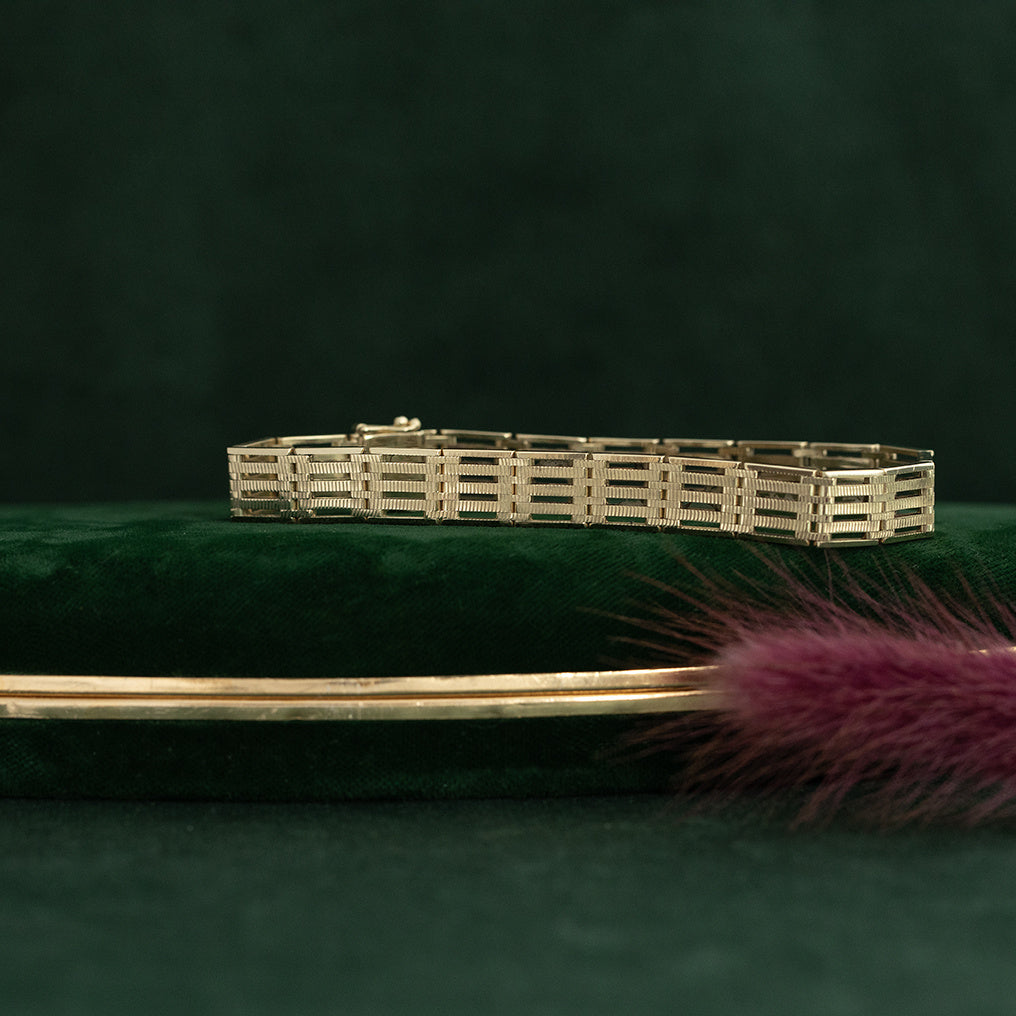 Vintage gouden fantasie armband 14 krt