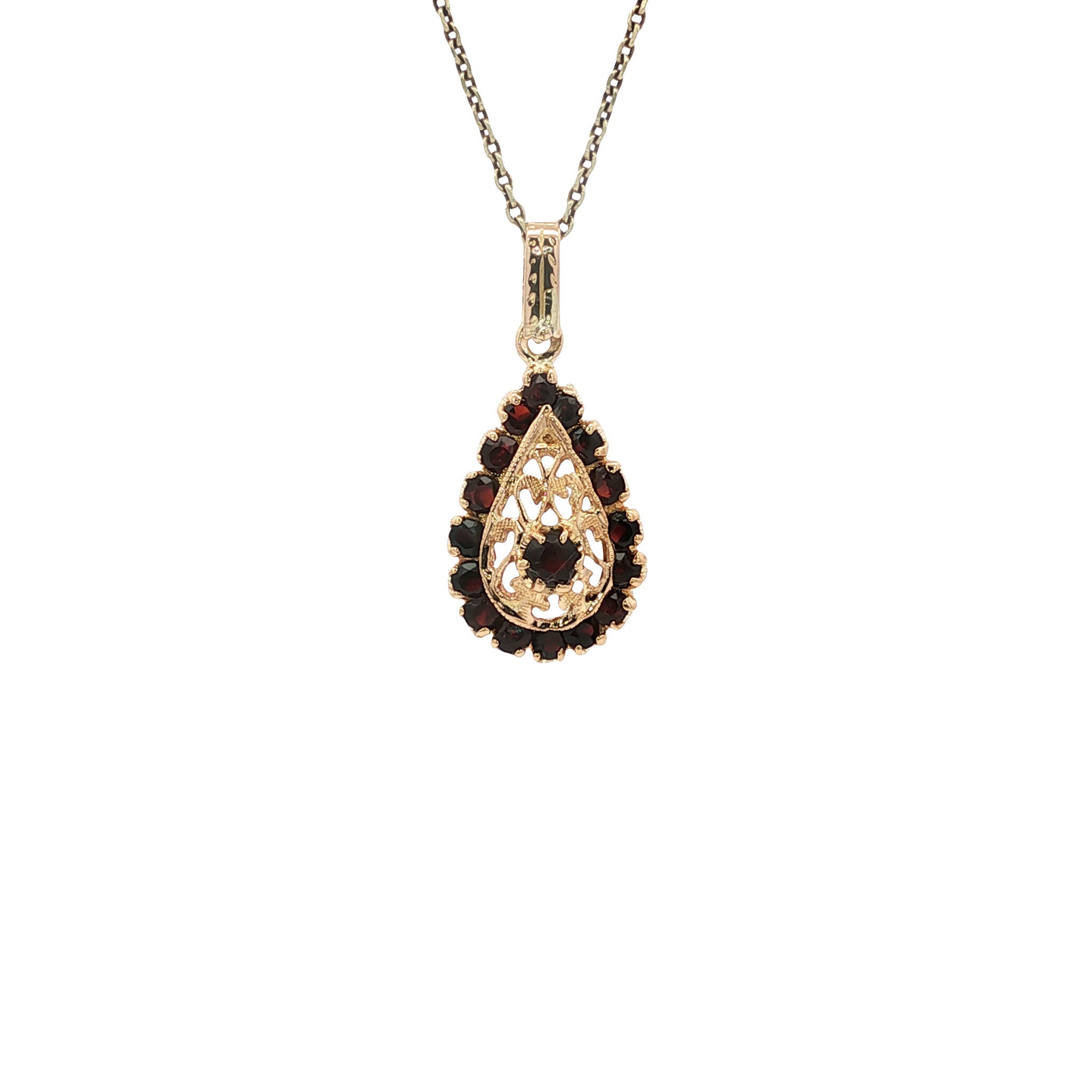 Gold pendant with garnet 18 kt