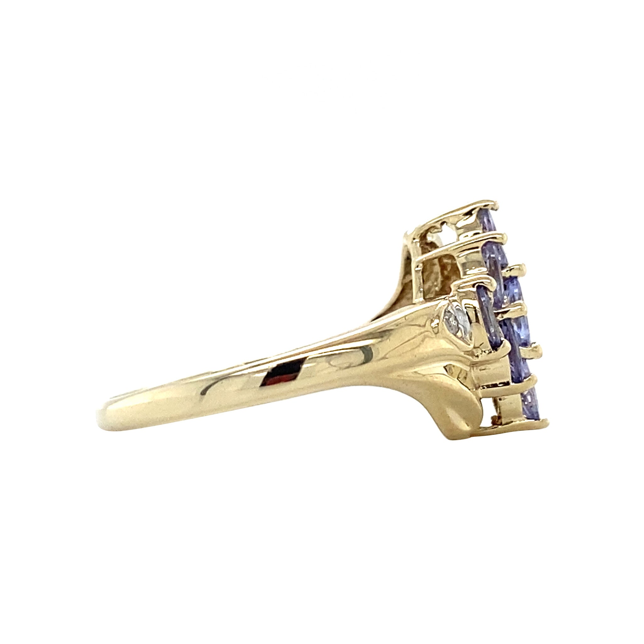 Ring met tanzaniet en diamant 9 krt