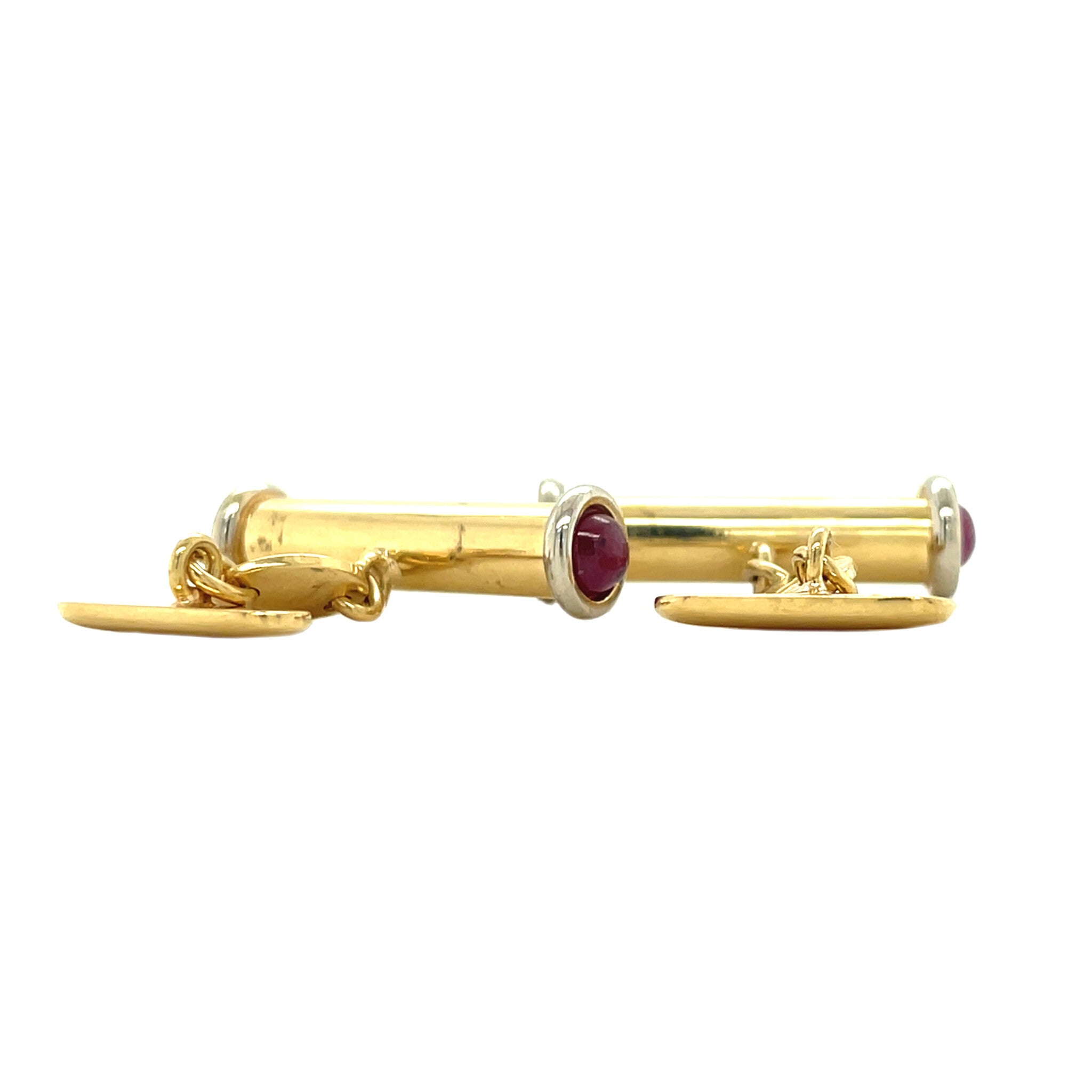 Vintage gold cufflinks with ruby, 18 kt