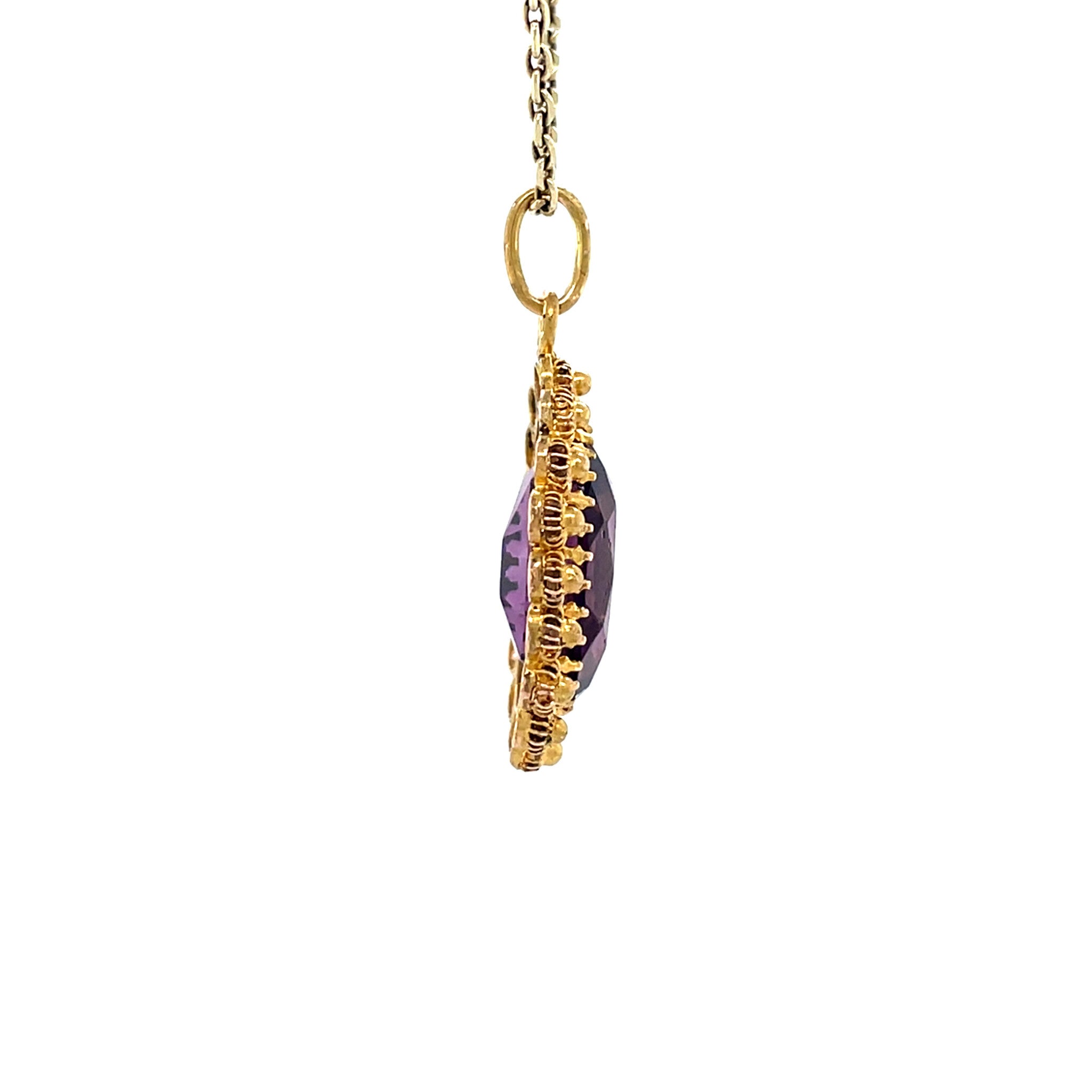 Gouden vintage hanger met kleursteen 20 krt