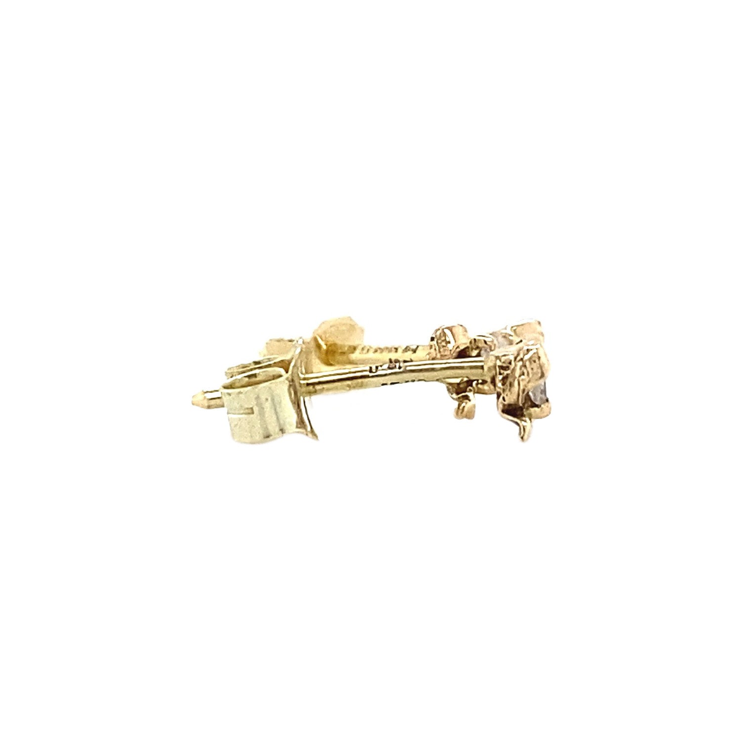 14 kt gold bow stud earrings with diamond