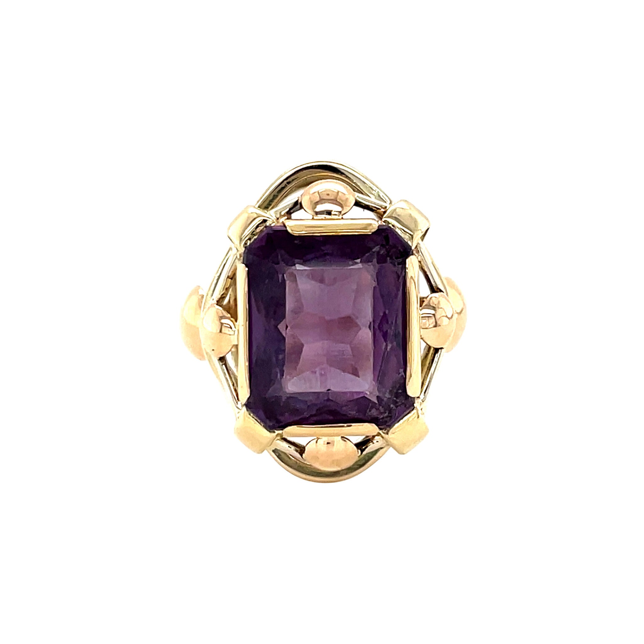 Vintage gold ring with sapphire, 14 kt