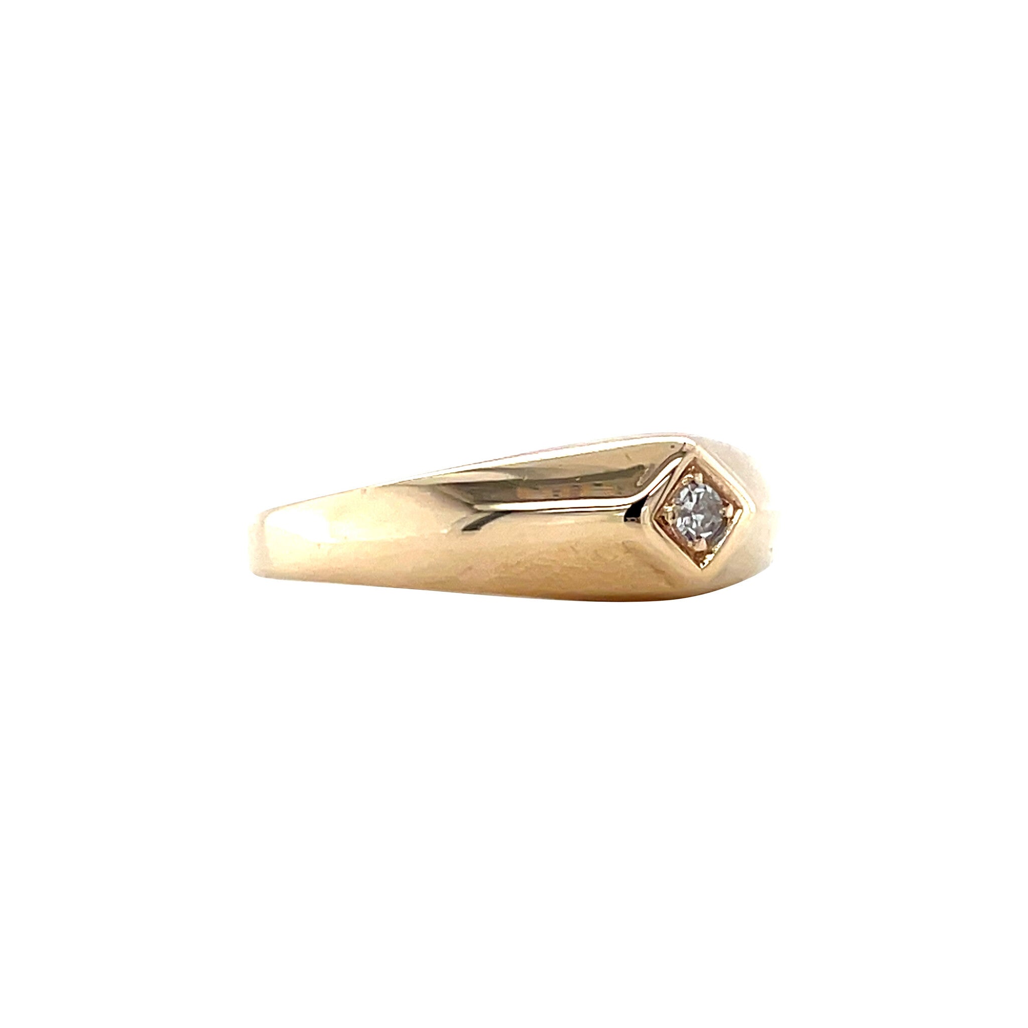 Gouden vintage solitair ring met diamant 14 krt