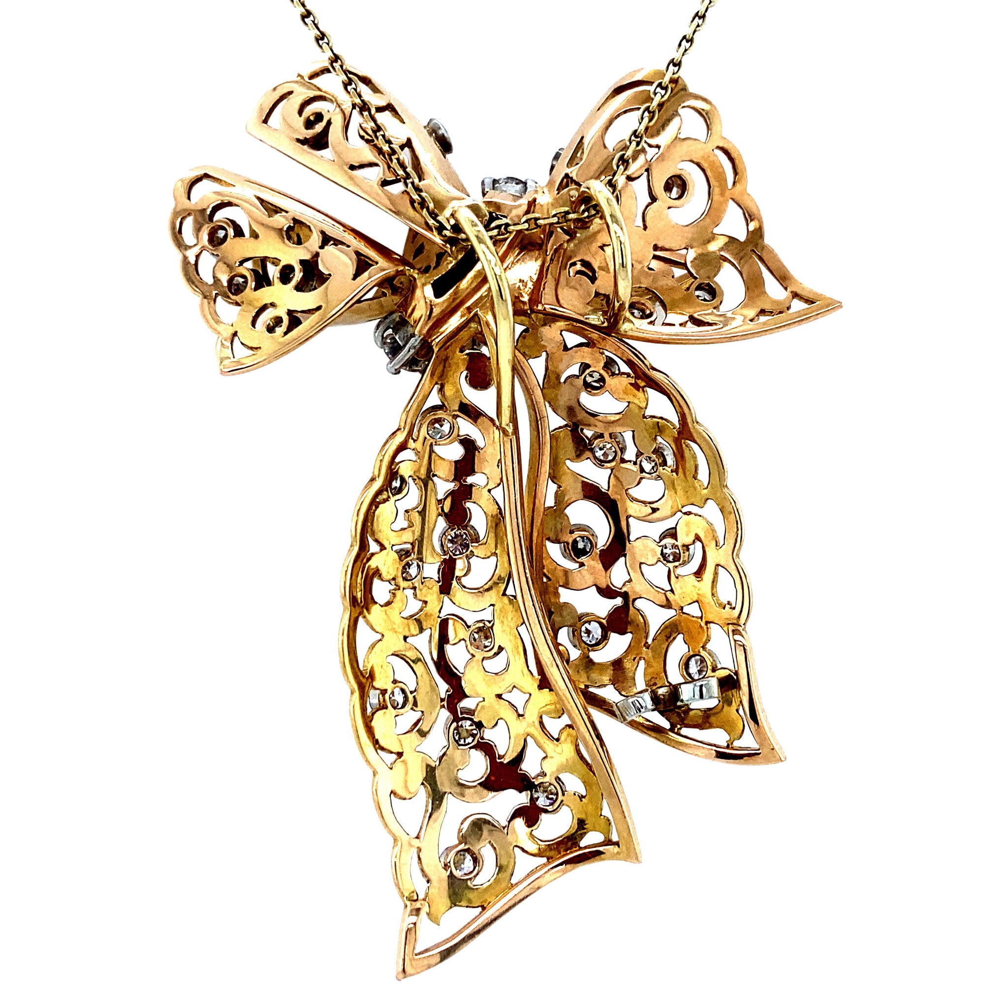 Gouden strik hanger met diamant 14 krt/950