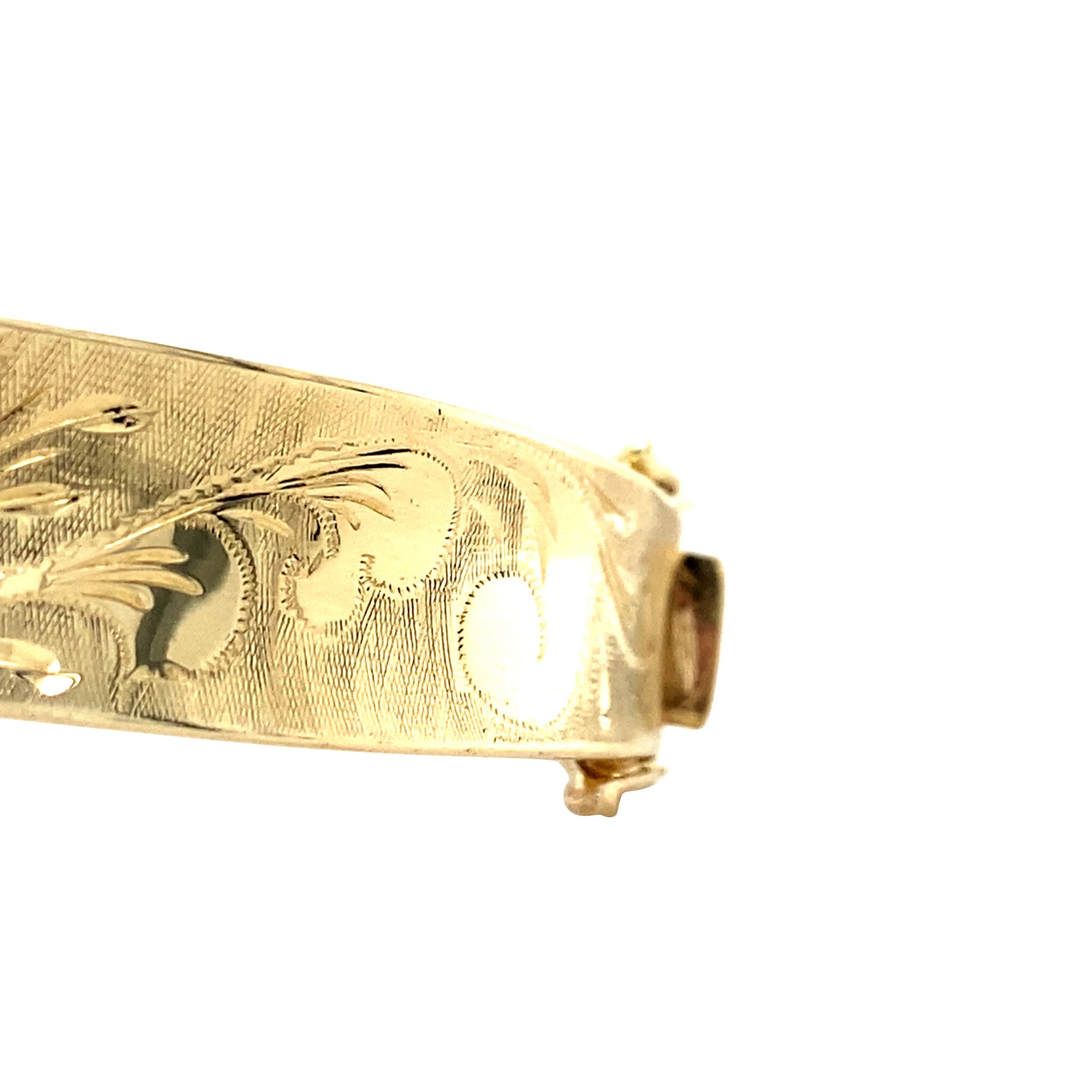 Vintage gouden bangle met gravure 14 krt