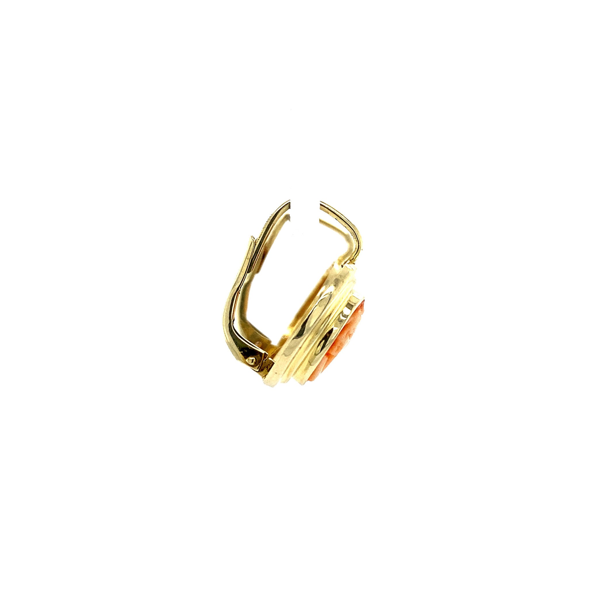 Gouden oorhangers met camee 14 krt