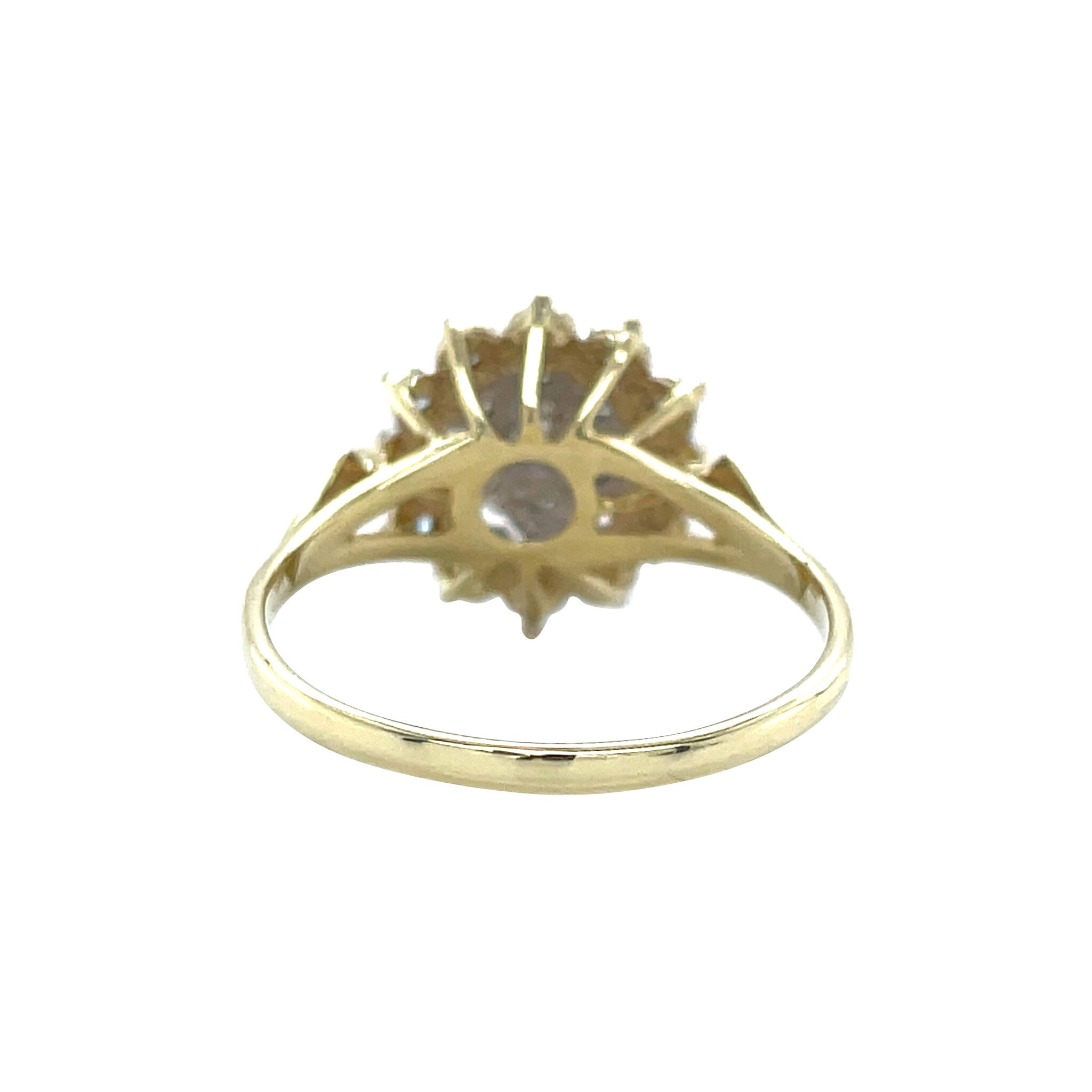 Gold vintage double halo ring with diamond 14 krt