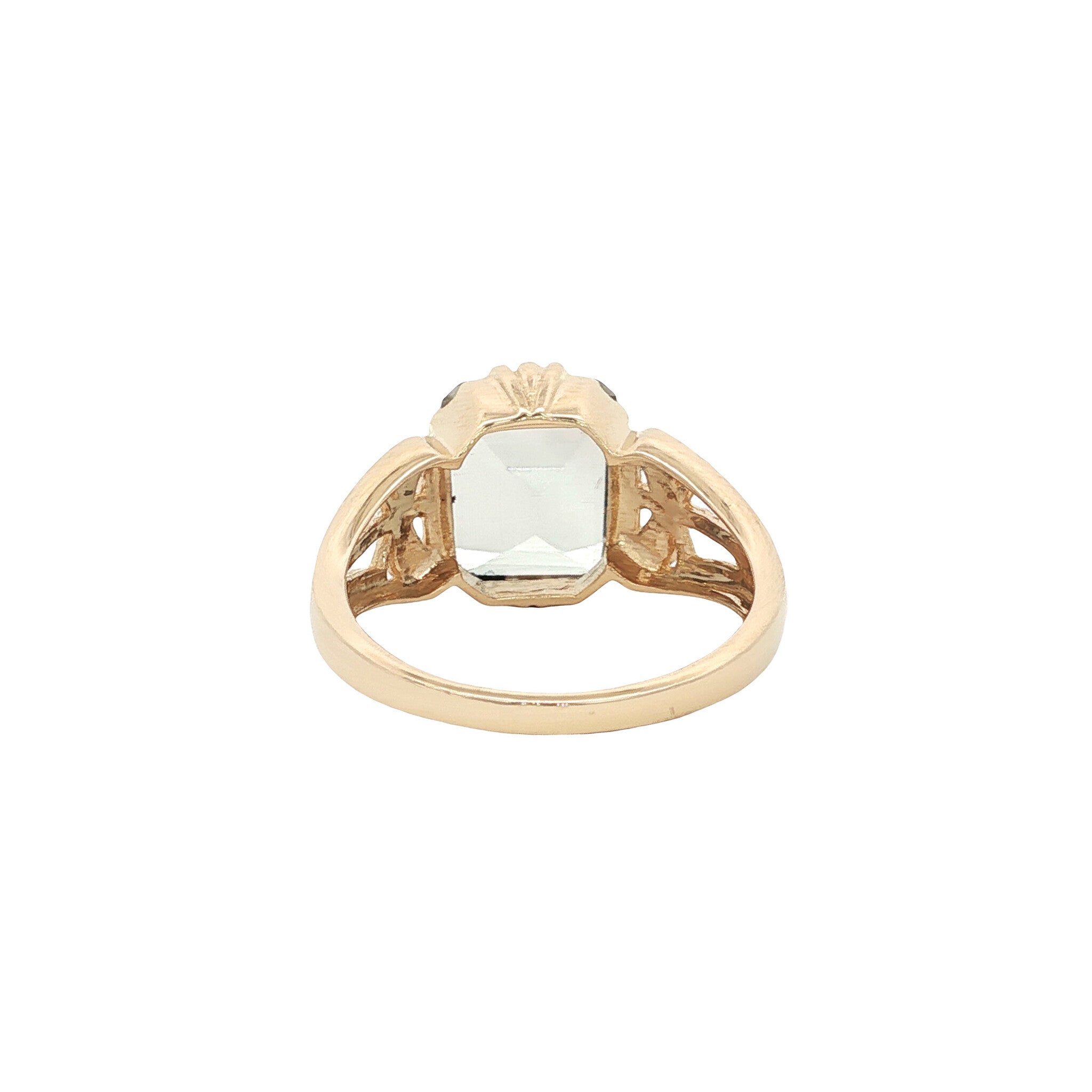 Gold ring with green amethyst 14 kt
