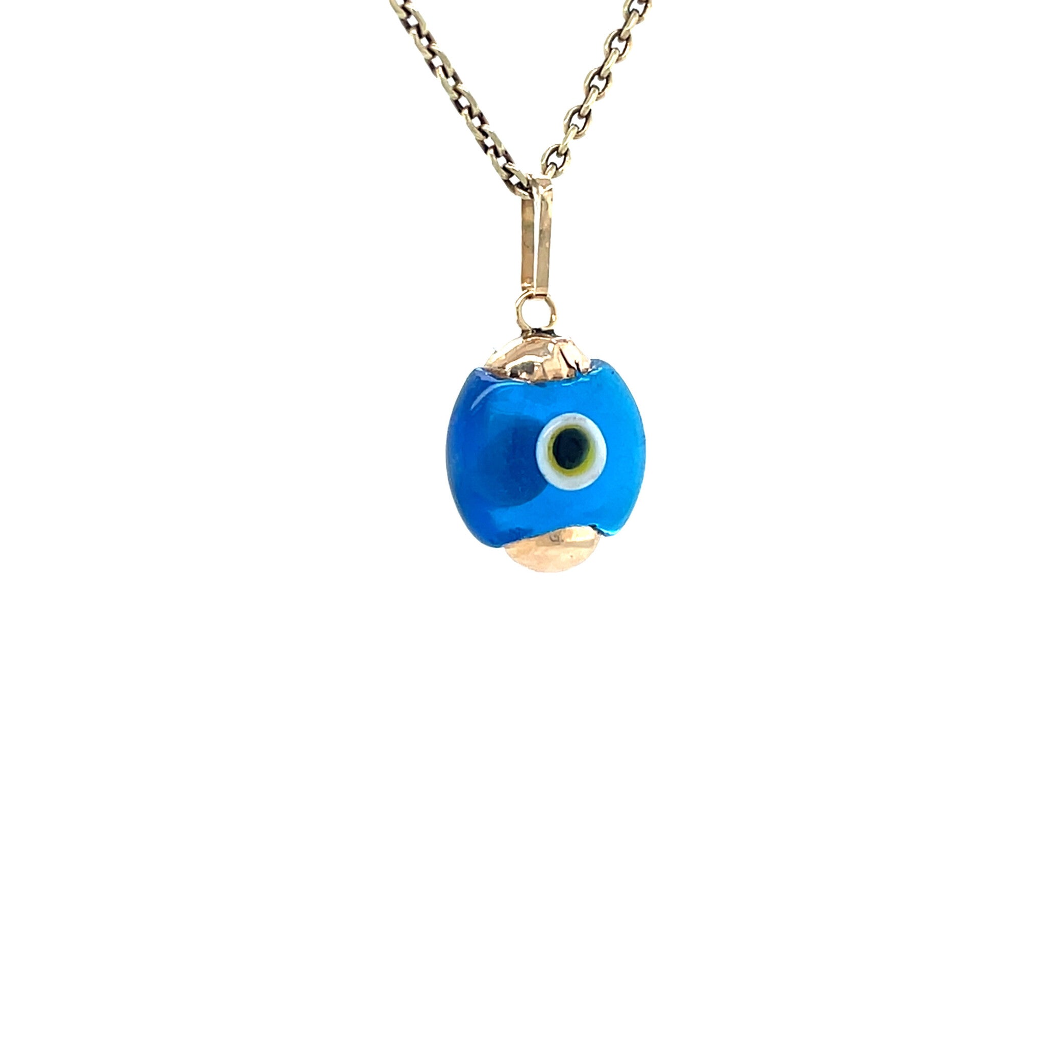 Gouden vintage boze oog hanger 14 krt