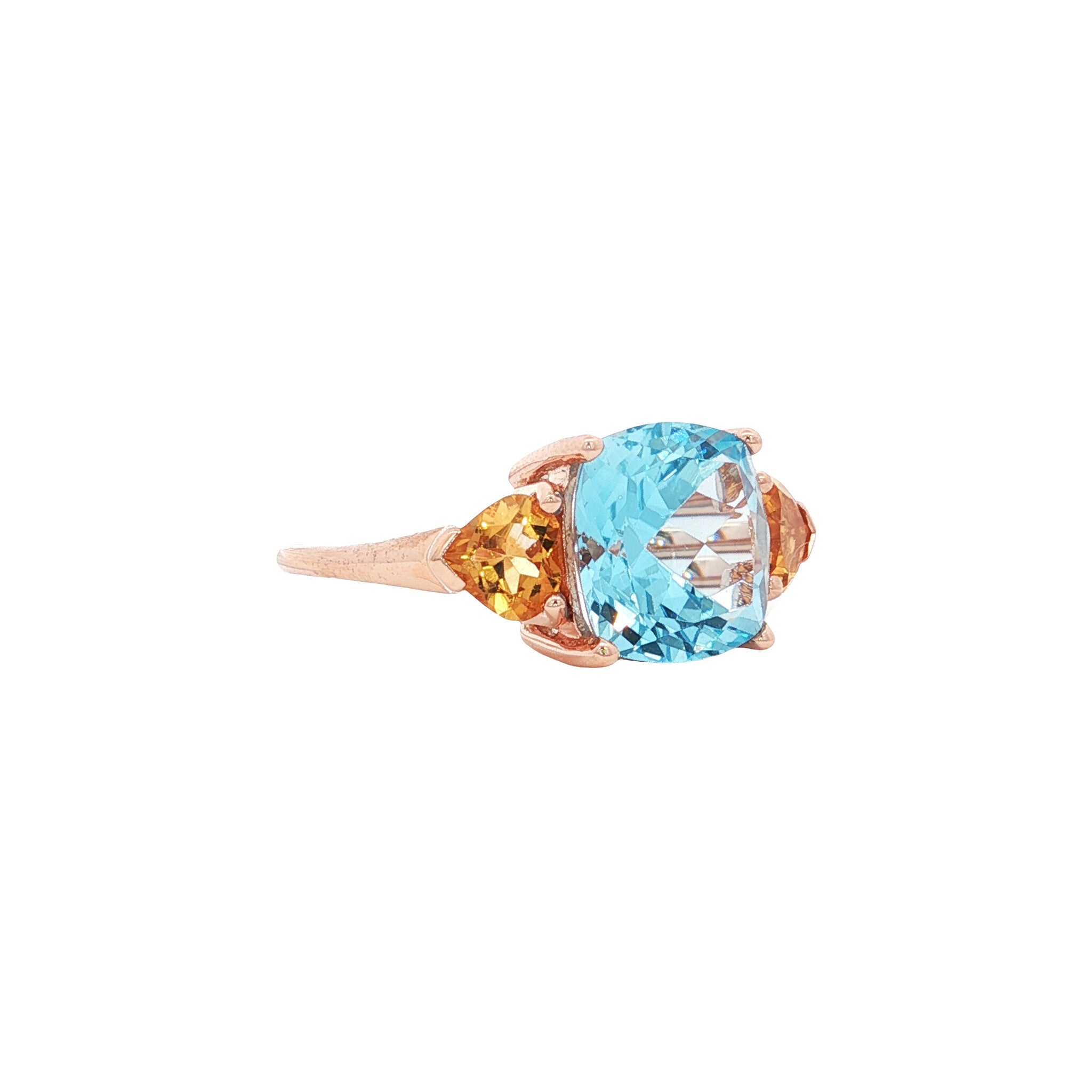 Ring with topaz and citrine, 9 kt