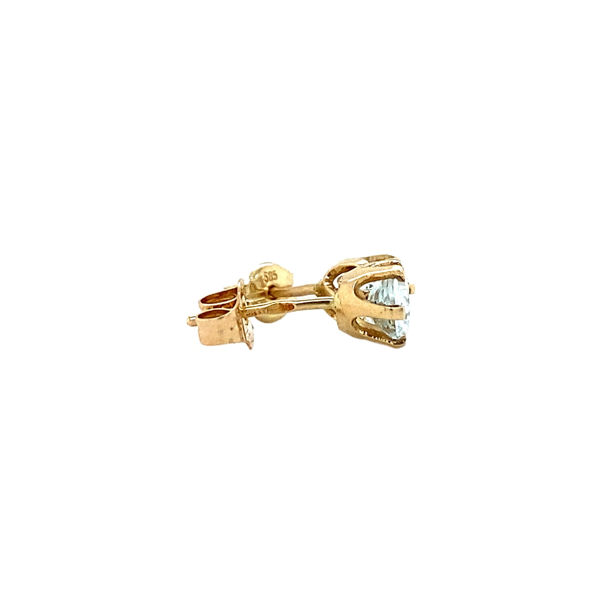 14 kt gold stud earrings with glass stone