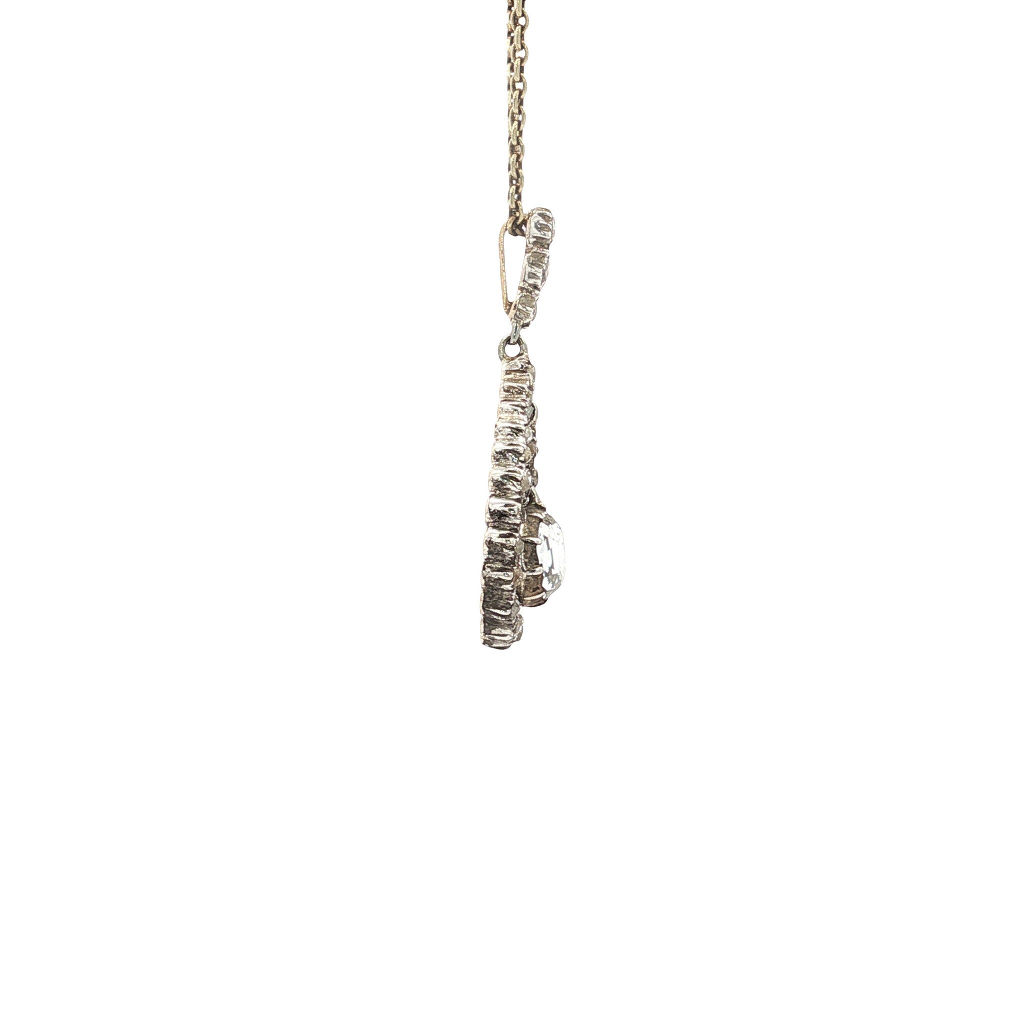 Gold vintage pendant with rose-cut diamond 14 kt/925