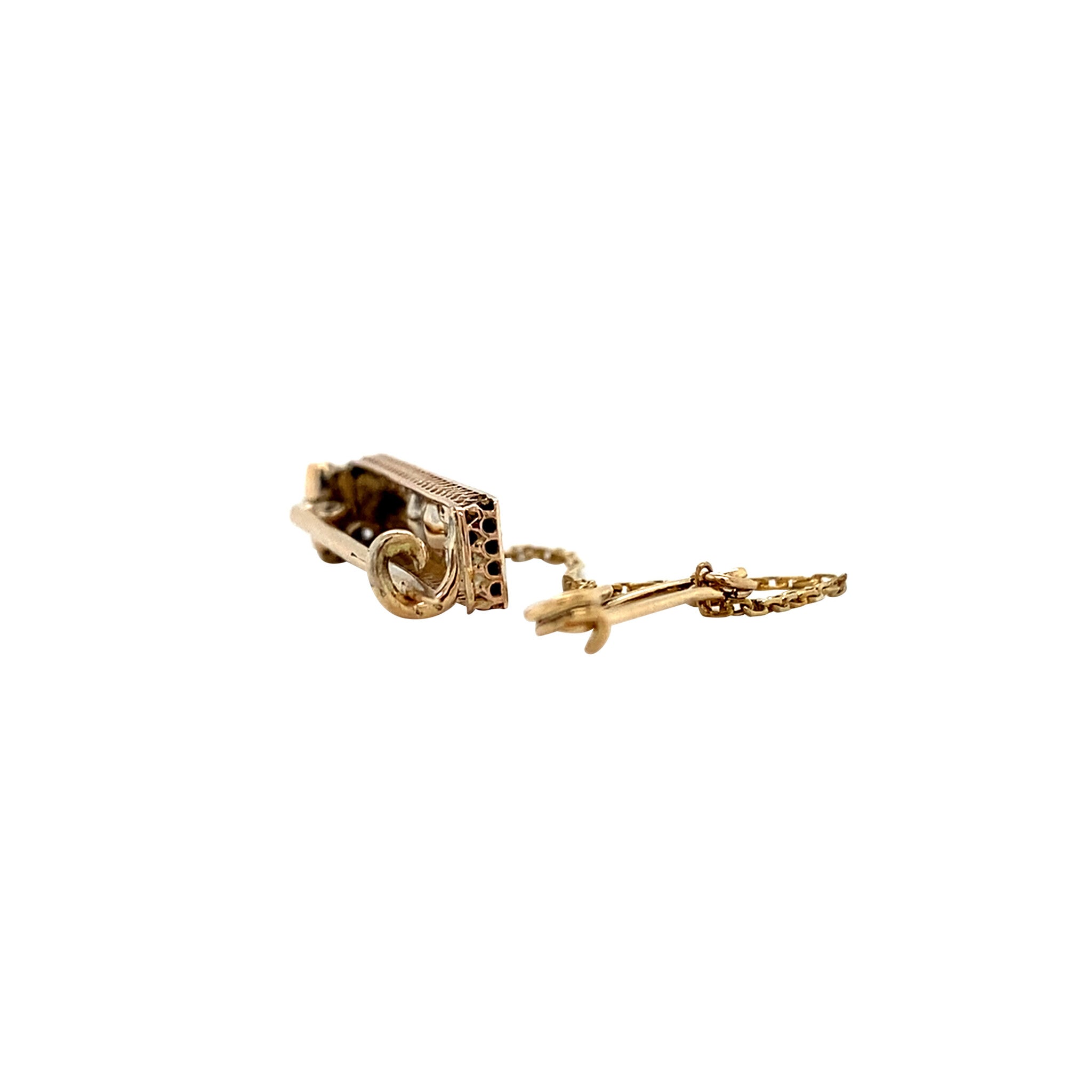 Vintage gold brooch with a rose-cut diamond, 14 kt