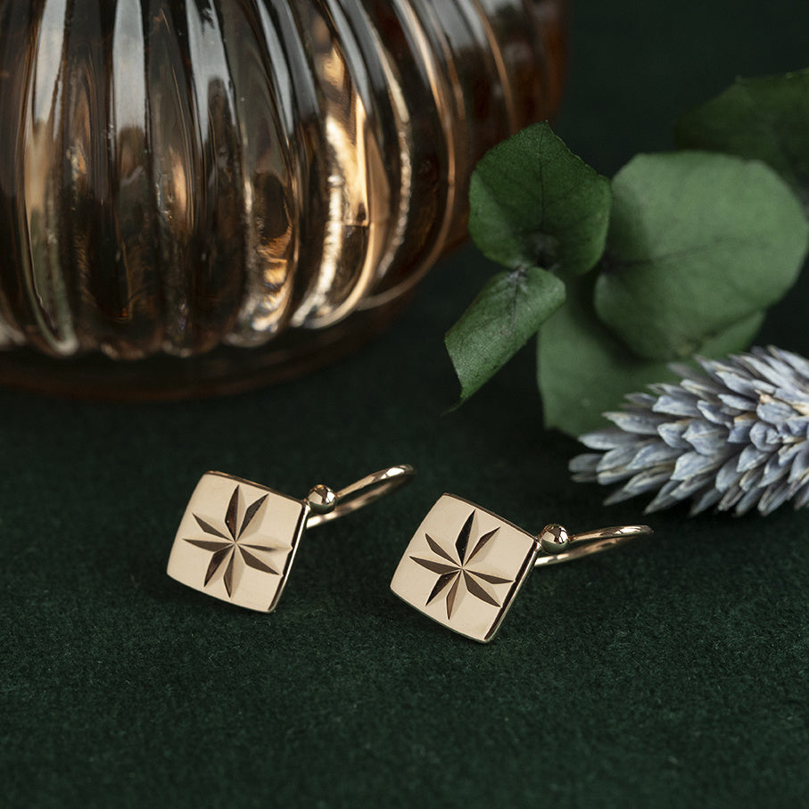 Roségouden vintage fantasie oorhangers 14 krt