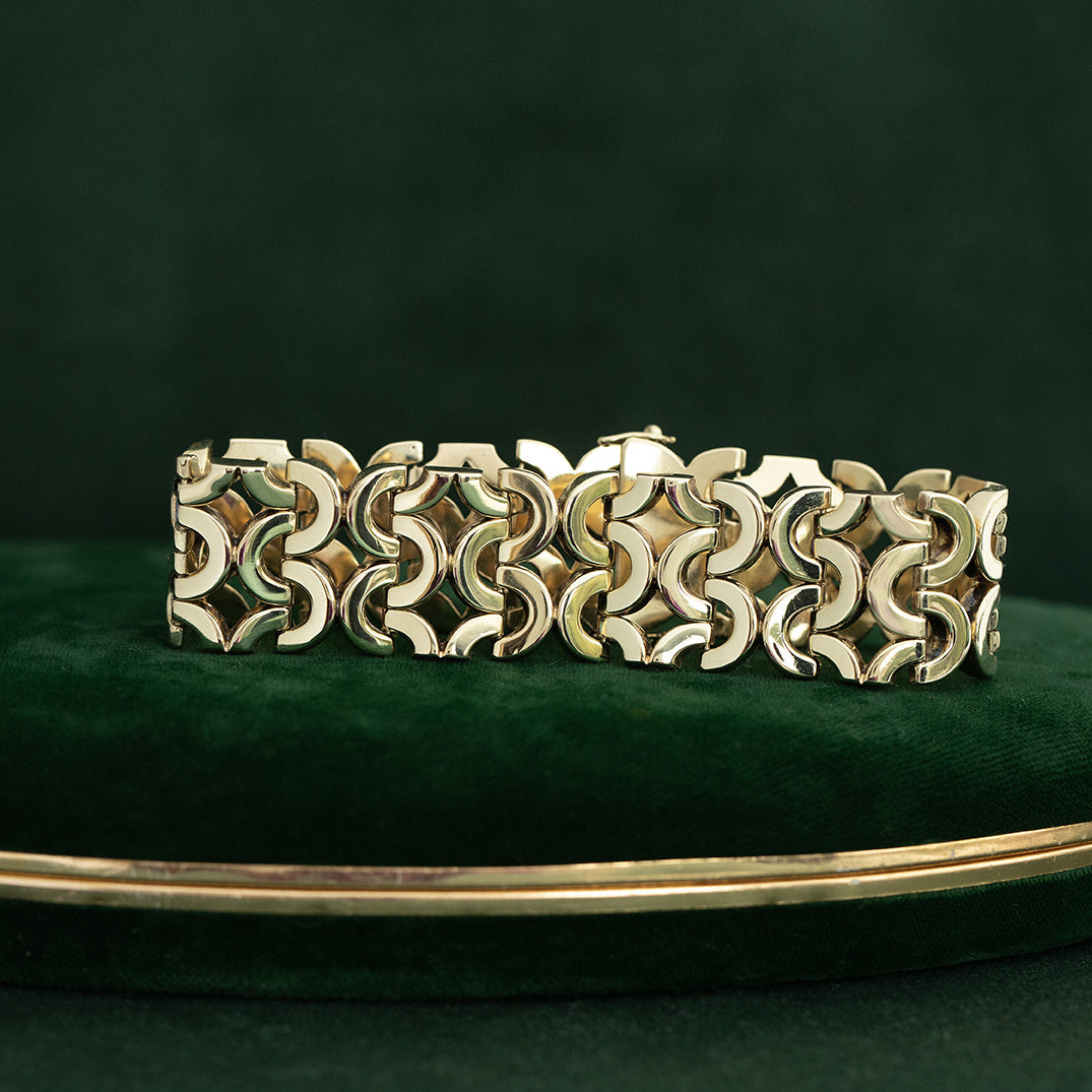 Vintage gouden vintage fantasie armband 14 krt