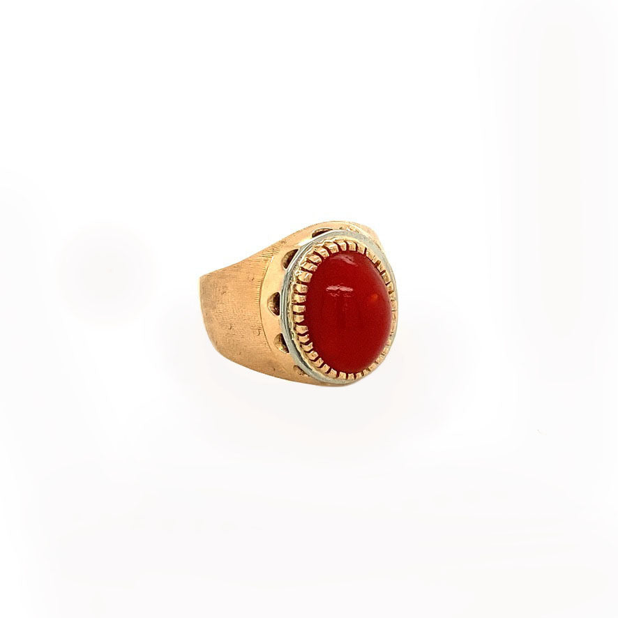 Rosé gouden ring met bloedkoraal 18 krt