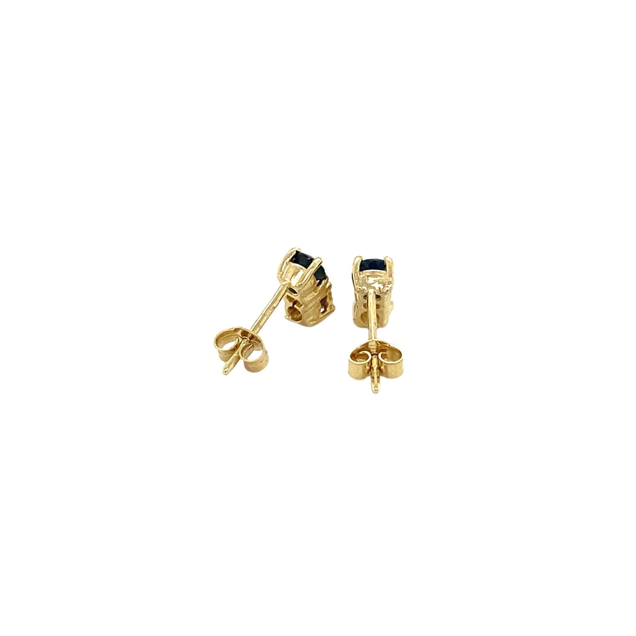 Gold ear studs with diamond and sapphire 14 krt