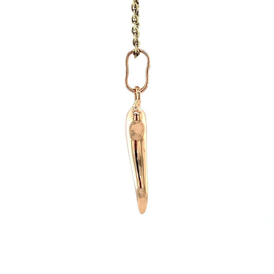 Roségouden vintage cornicello hanger 18 krt